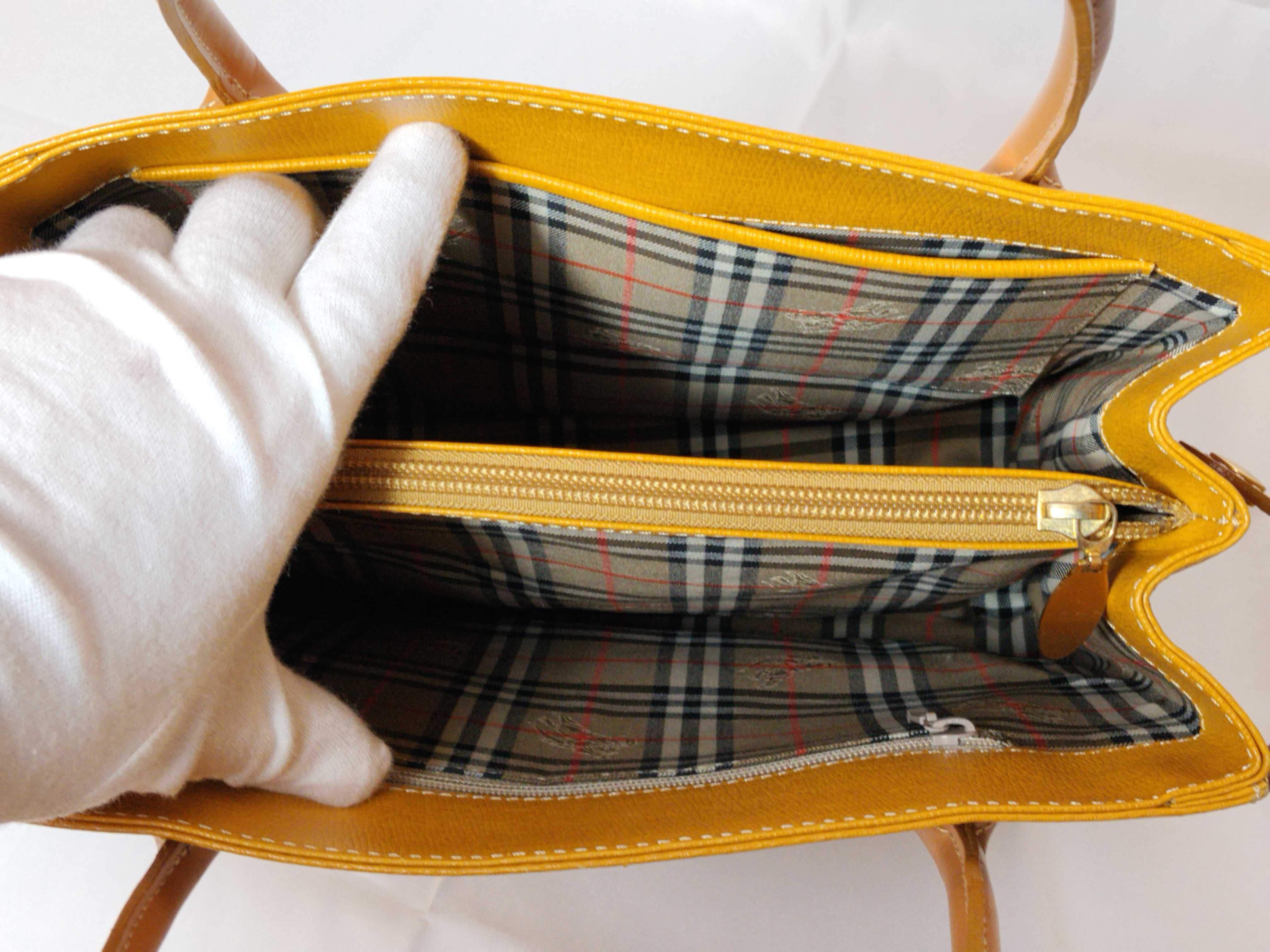 Leather Handbag with Checkered Interior — view 10