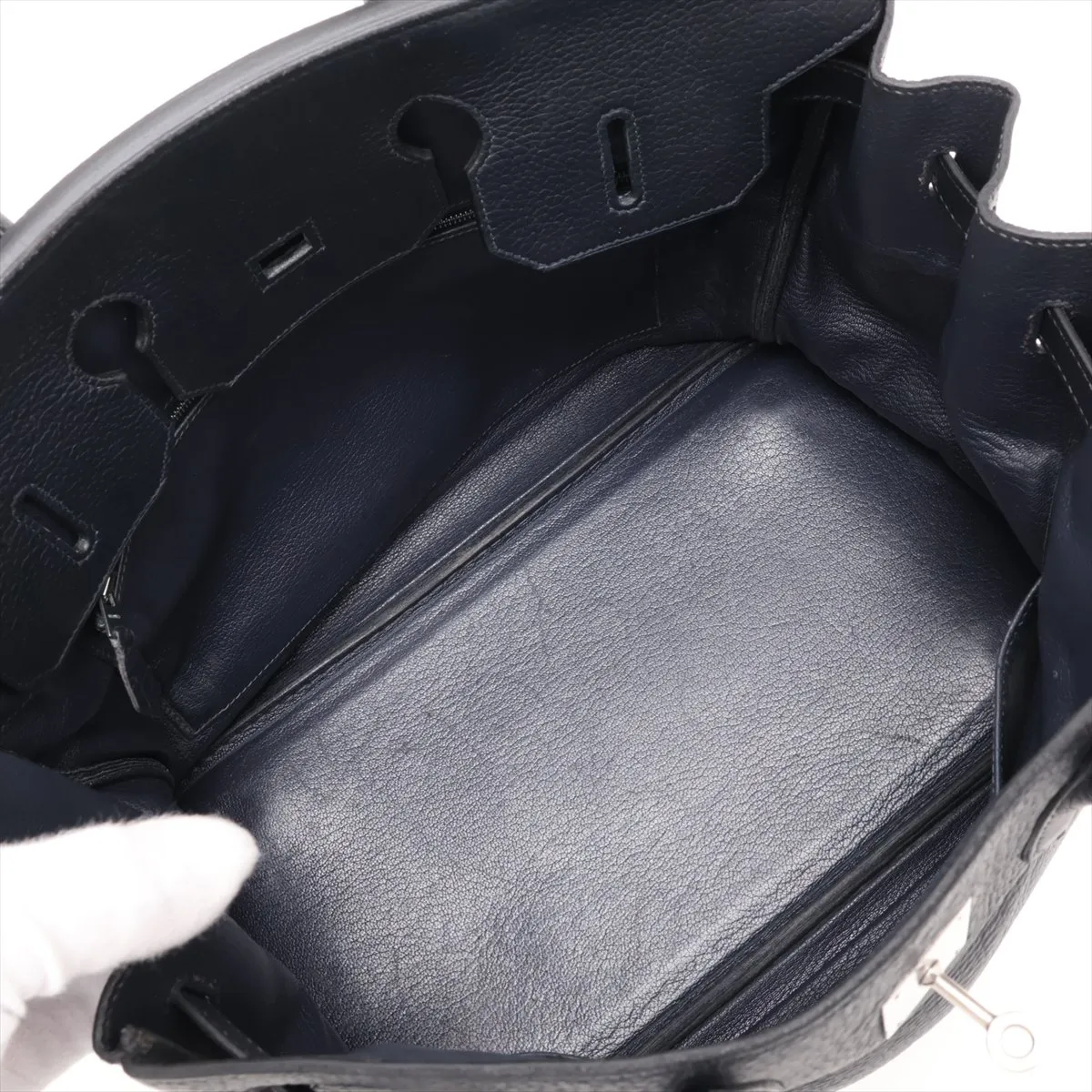 [Individually packaged] Hermes Birkin 35 Letournée Taurillon Clemence Navy Matte Silver Hardware E: 2001 — view 7