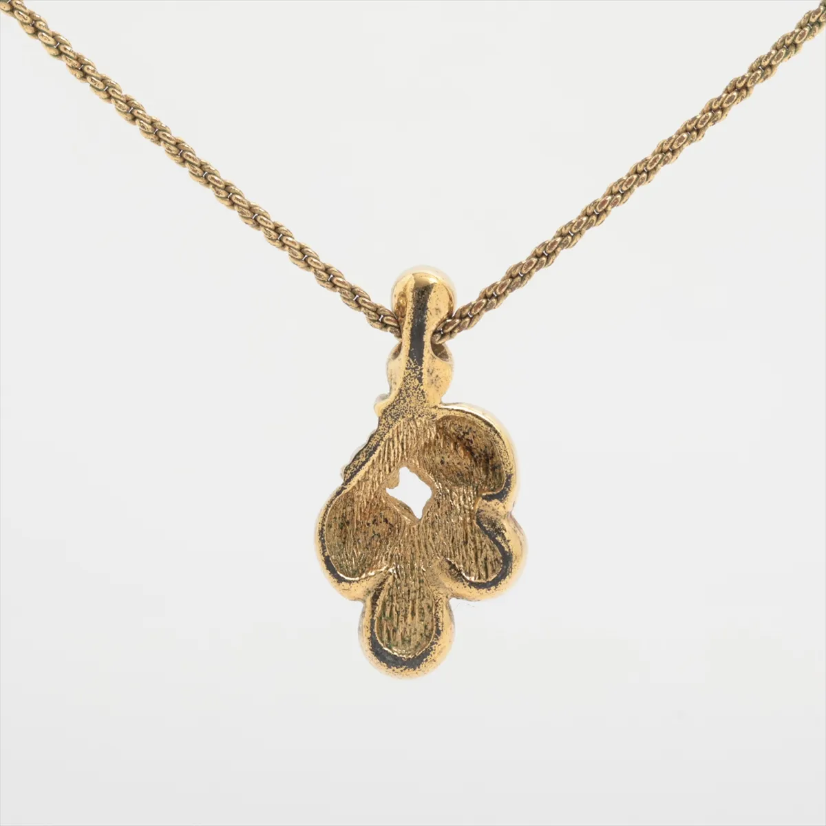 Leaf Necklace, GP x Rhinestone, Gold x Multicolor, — view 2