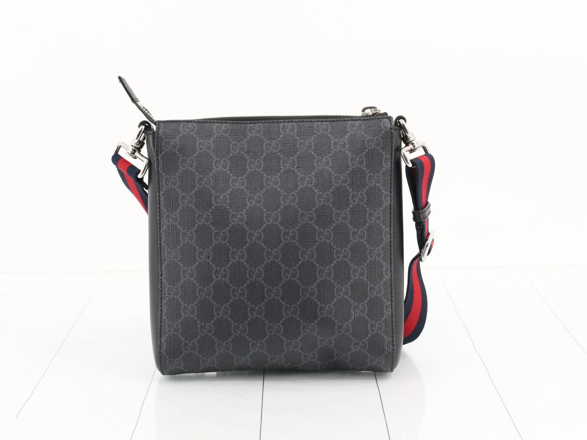 PVC GG Supreme Sherry Shoulder Bag, Black/Red, Silver Hardware — view 2