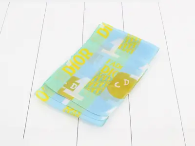 Numbered Trotter Scarf, Silk, Blue and Yellow