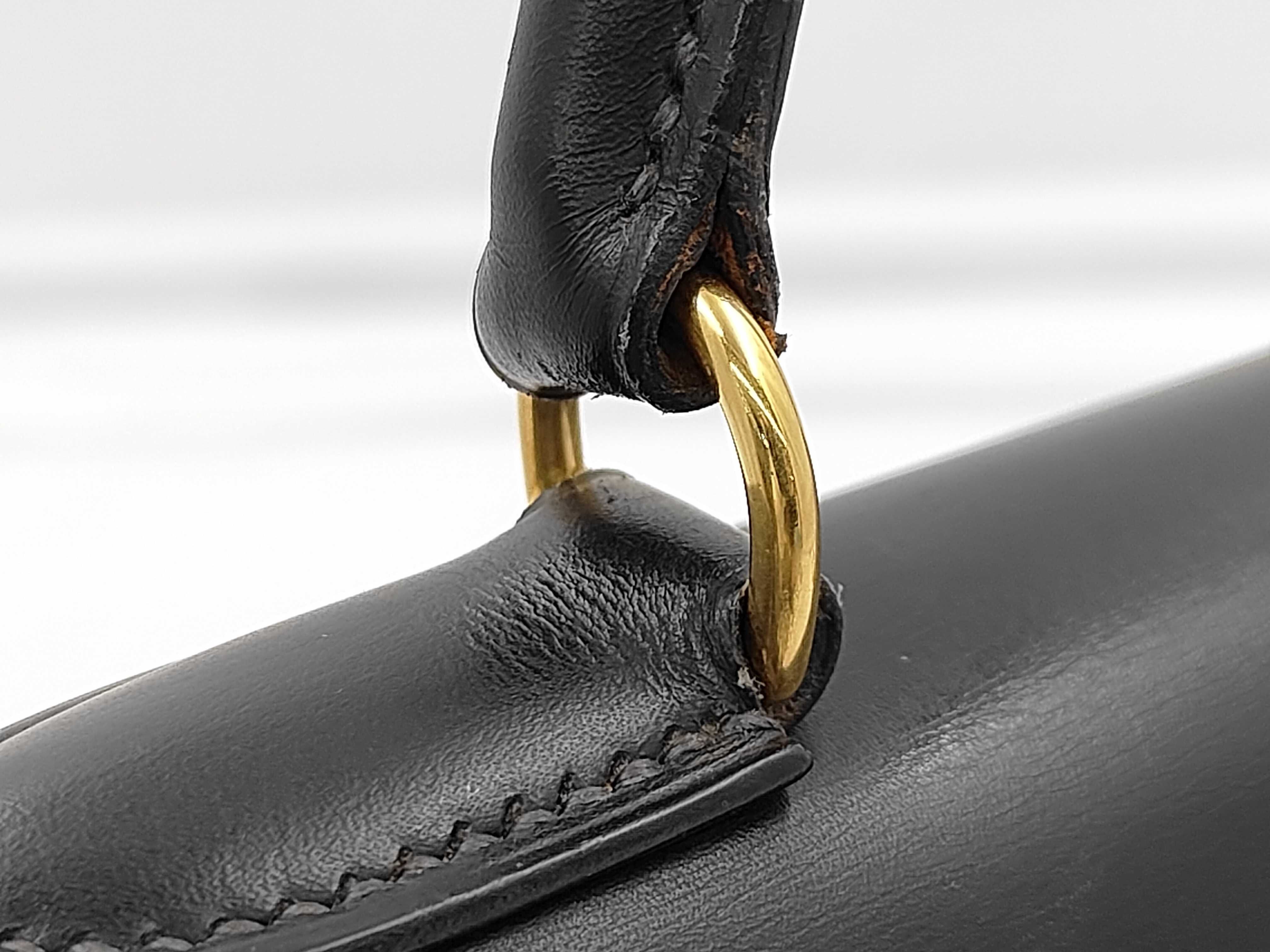 Kelly 32 Sellier Box Calf Black Gold Hardware Handbag — view 7