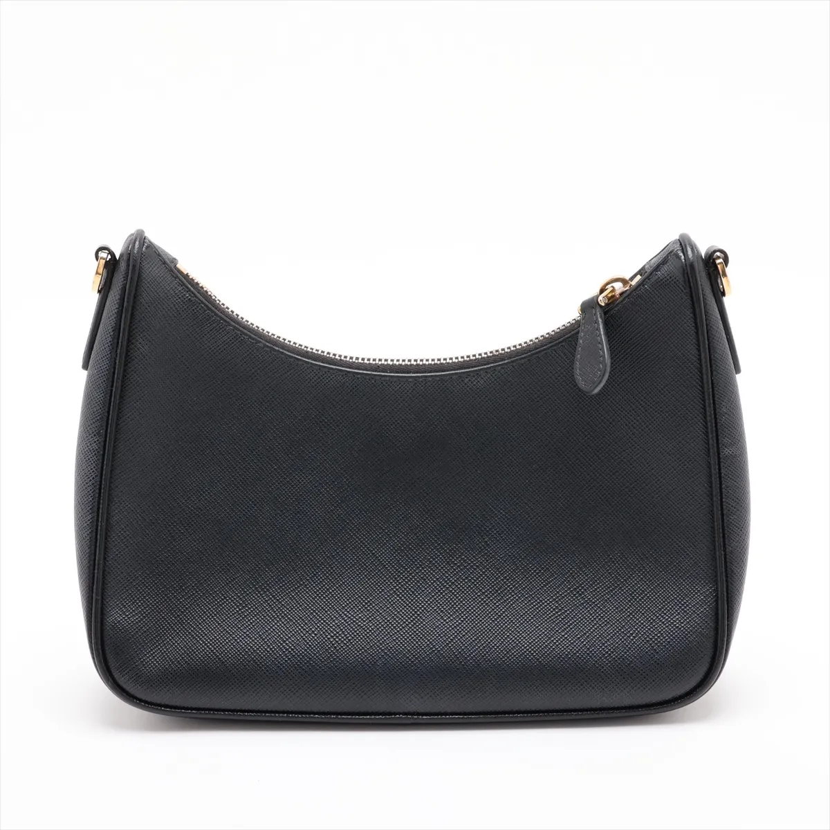 Saffiano Re-Edition Leather 2-Way Shoulder Bag, Black — view 2