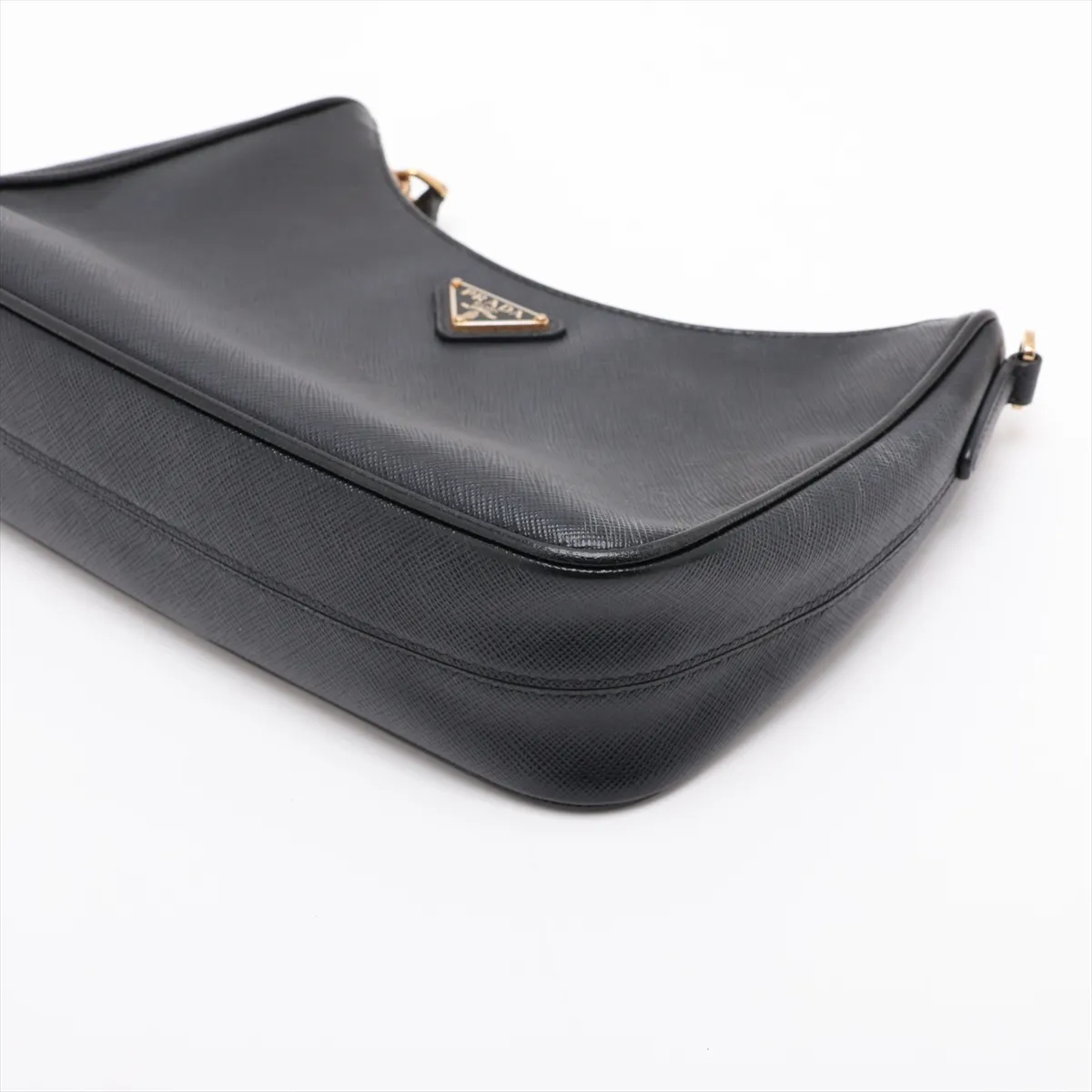 Saffiano Re-Edition Leather 2-Way Shoulder Bag, Black — view 3