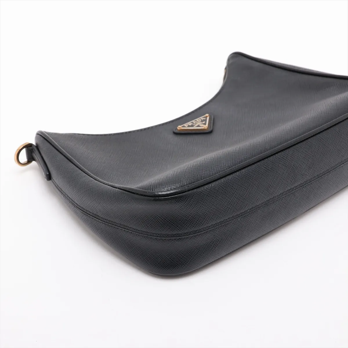Saffiano Re-Edition Leather 2-Way Shoulder Bag, Black — view 4
