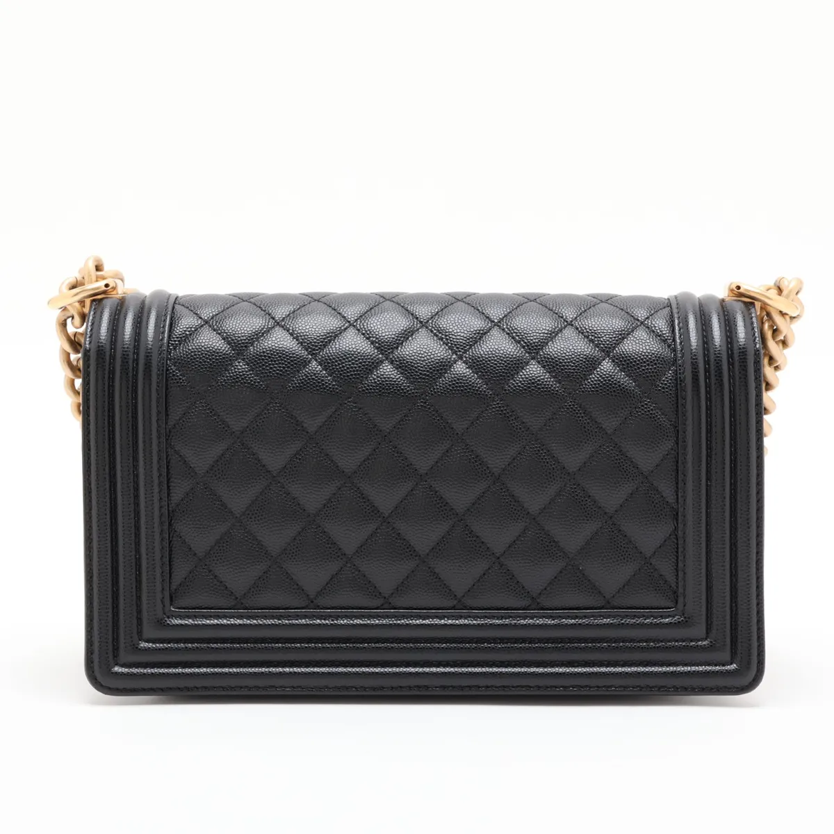 Boy Chanel 25 Caviar Skin Chain Shoulder Bag, Black with Gold Hardware, 28741316 (Serial Number 28, A67086) — view 2