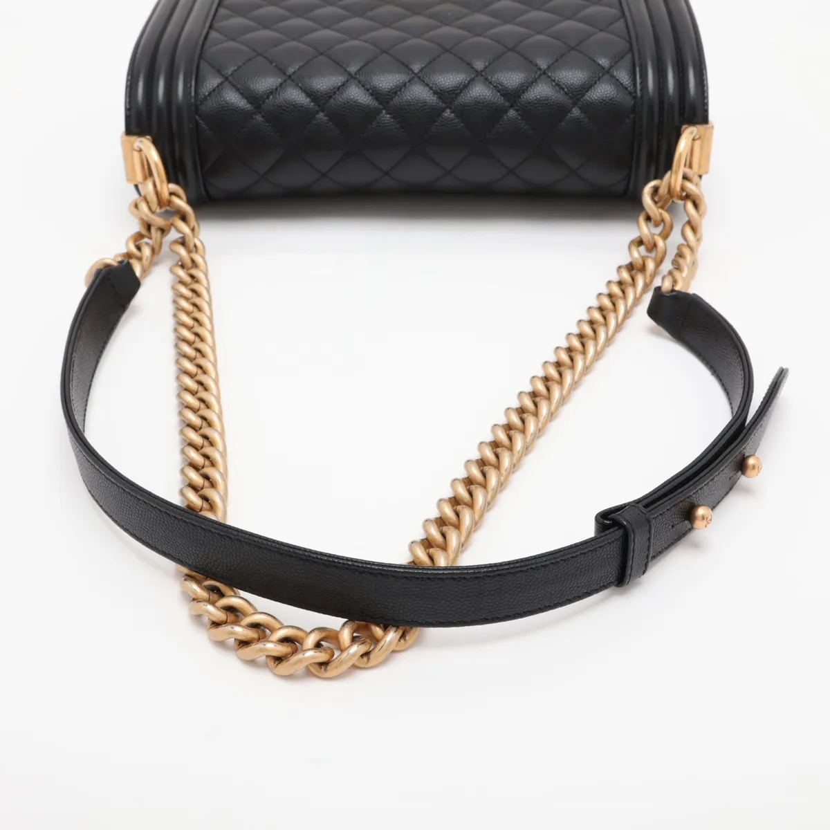 Boy Chanel 25 Caviar Skin Chain Shoulder Bag, Black with Gold Hardware, 28741316 (Serial Number 28, A67086) — view 5