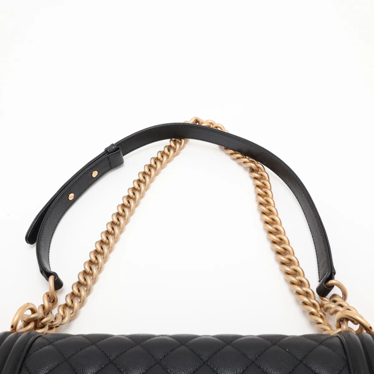 Boy Chanel 25 Caviar Skin Chain Shoulder Bag, Black with Gold Hardware, 28741316 (Serial Number 28, A67086) — view 6