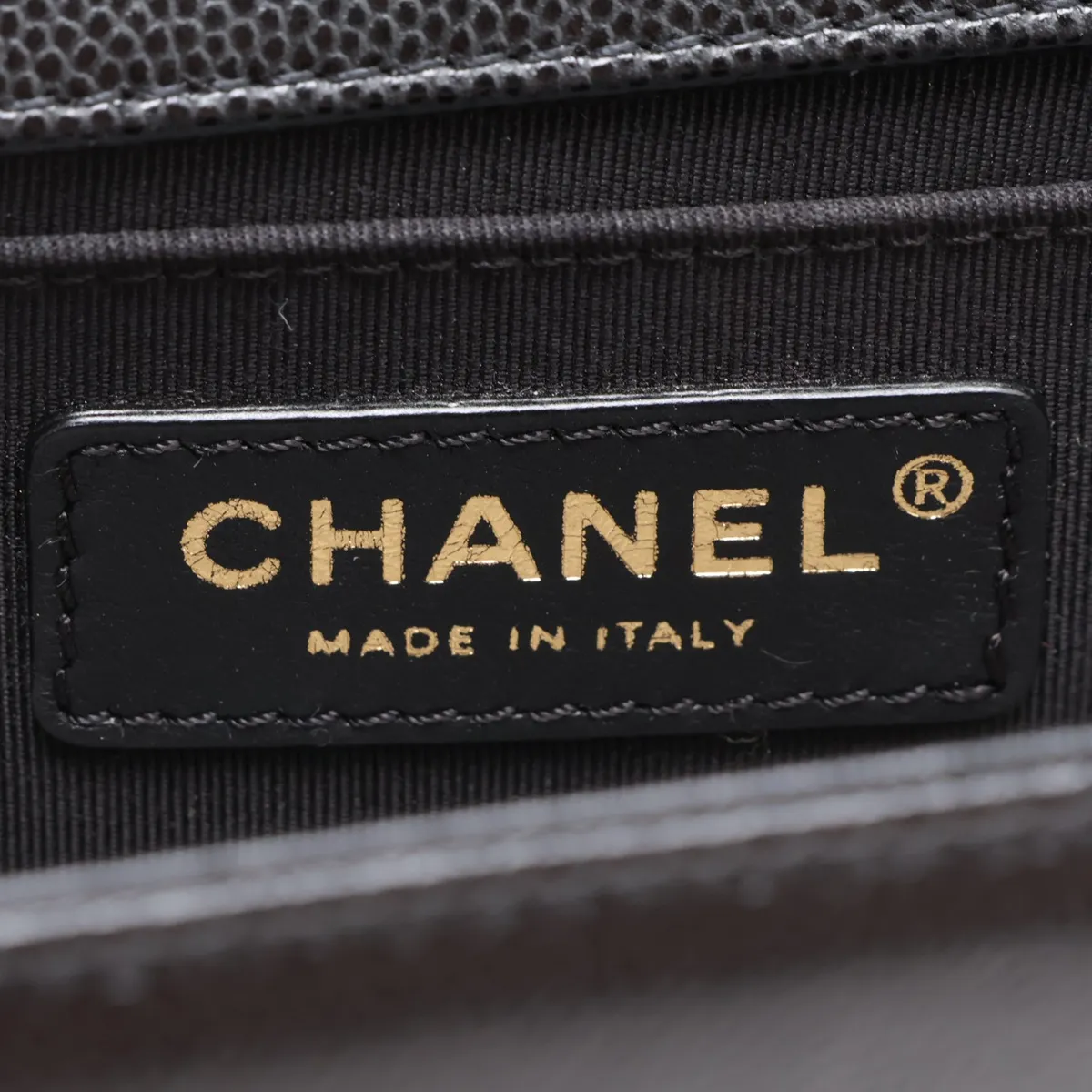 Boy Chanel 25 Caviar Skin Chain Shoulder Bag, Black with Gold Hardware, 28741316 (Serial Number 28, A67086) — view 9