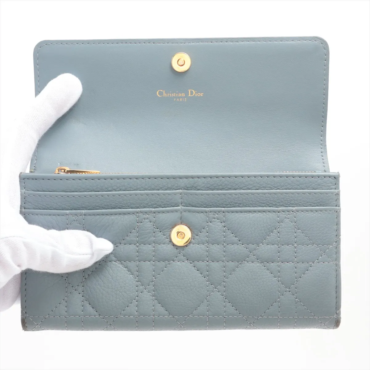 Canage Caro Leather Long Wallet Light Blue — view 3