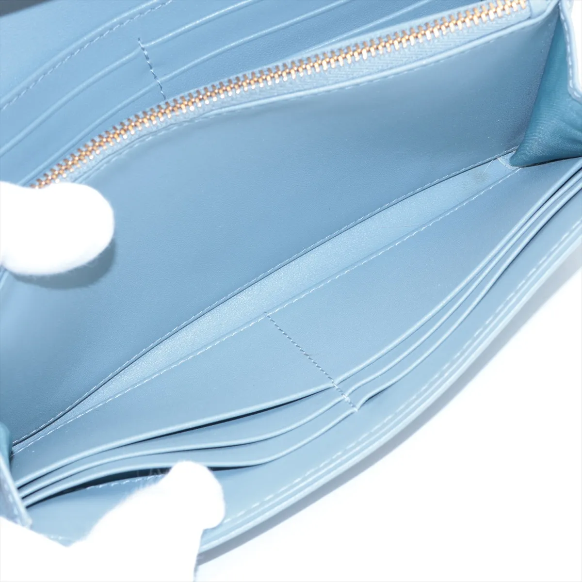 Canage Caro Leather Long Wallet Light Blue — view 6