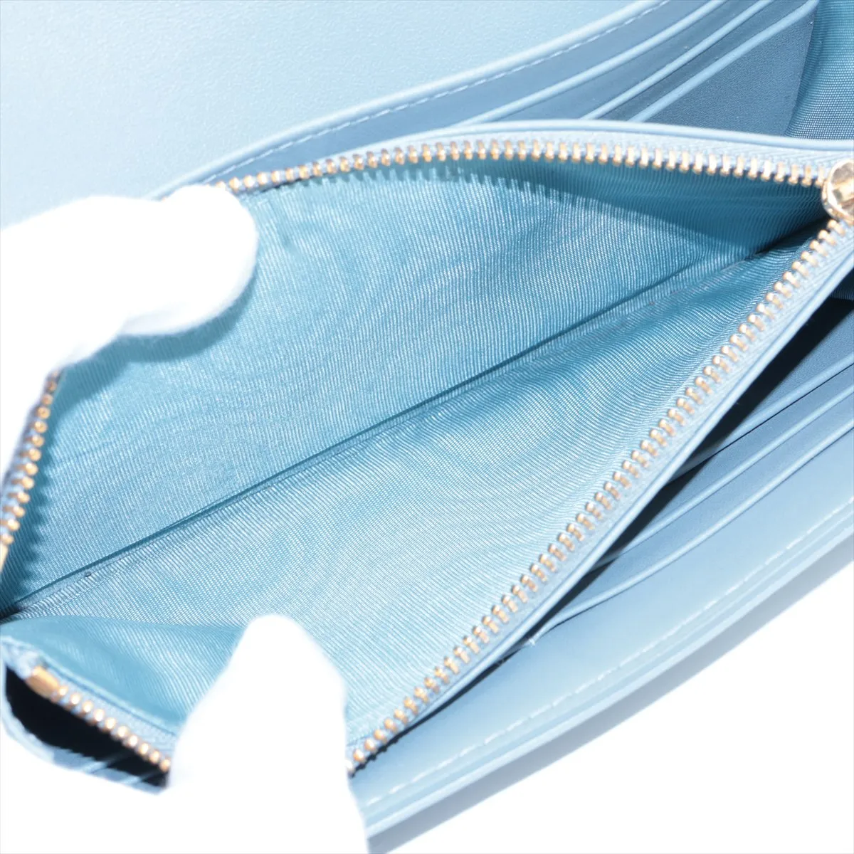 Canage Caro Leather Long Wallet Light Blue — view 7