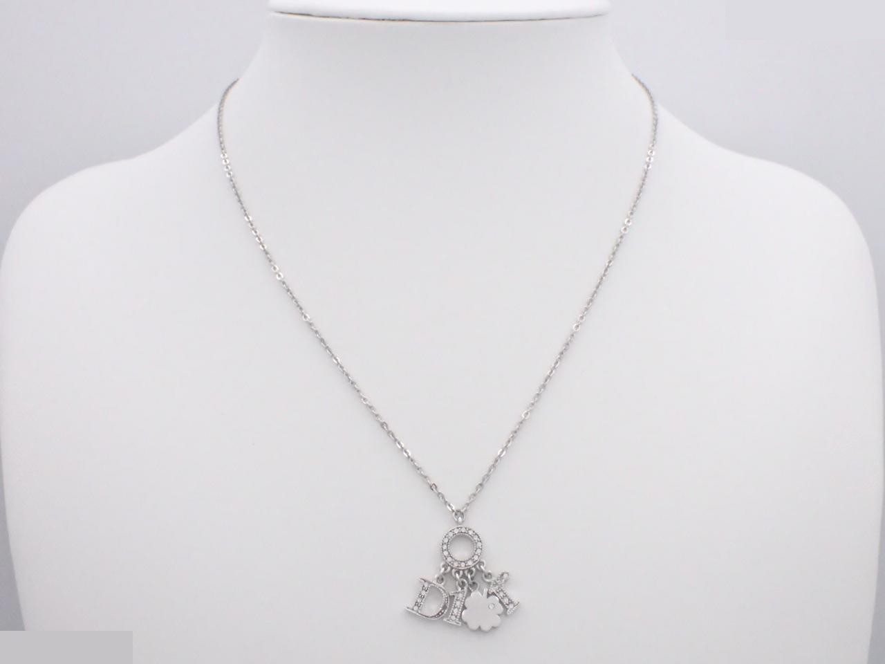 necklace, silver, rhinestones, chain approximately 46cm — view 3