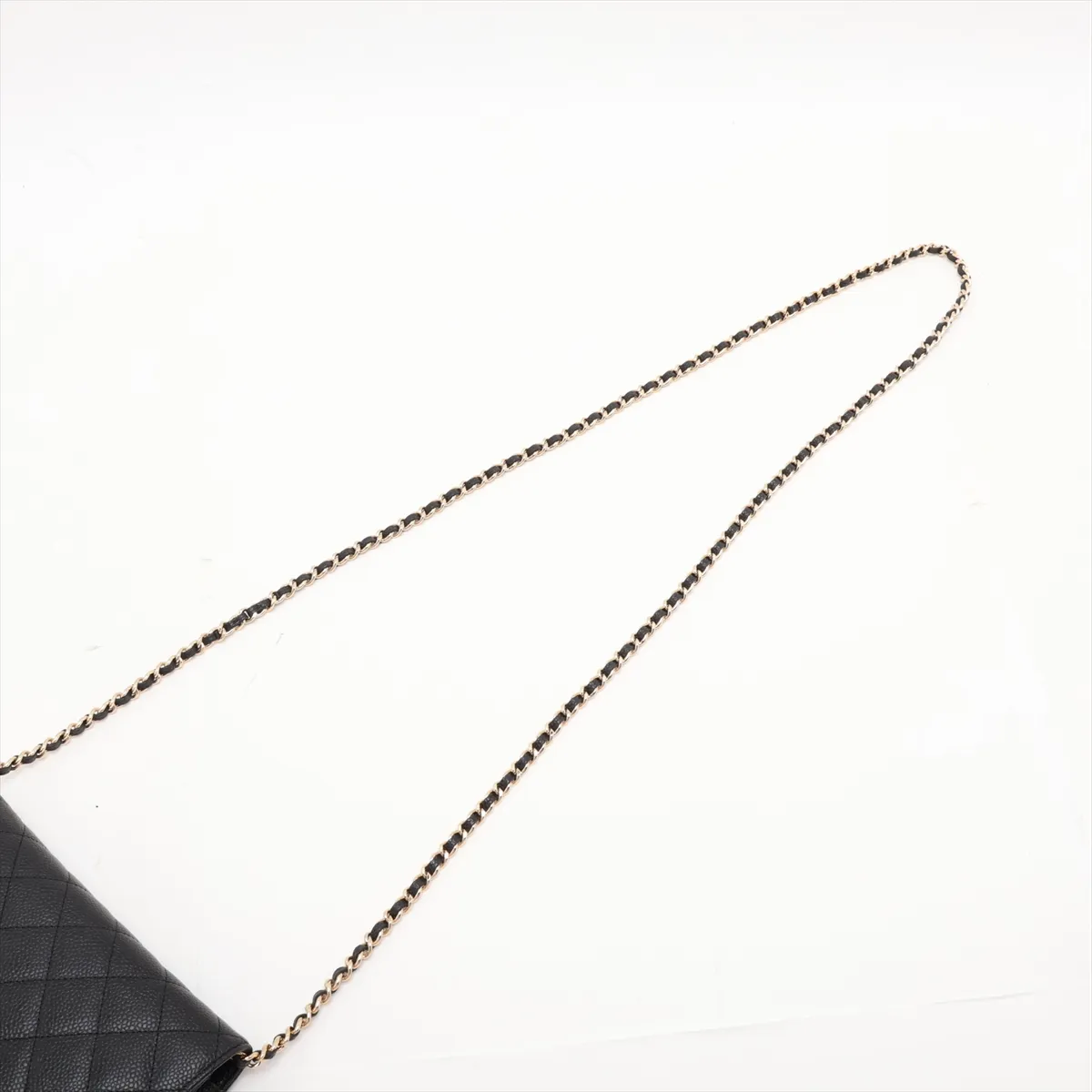Matelassé Caviar Skin Chain Wallet, Black with Gold Hardware, 16924232, Serial Number 16 — view 5
