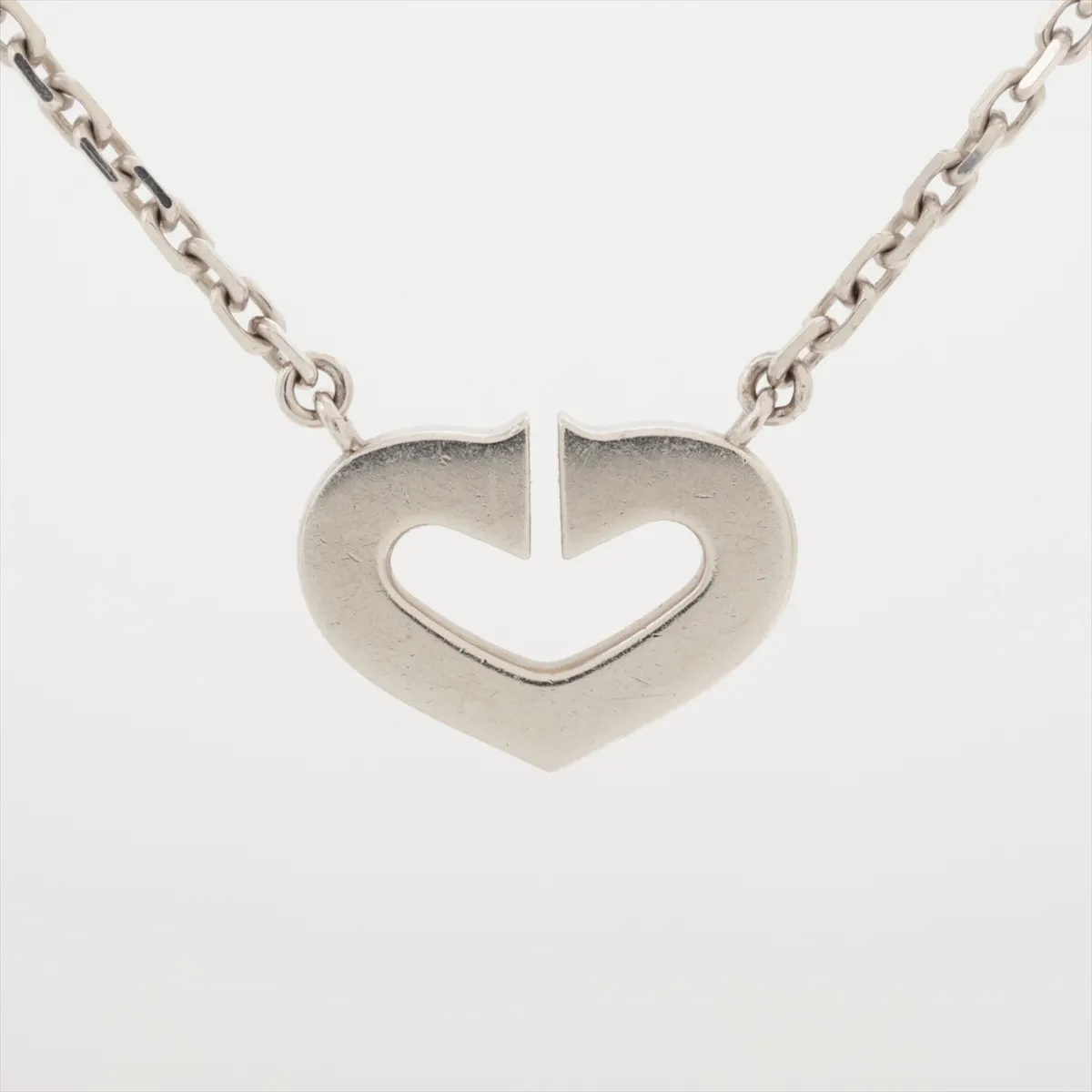 C Heart Diamond Necklace, 750 (WG), 5.4g, RS9307, — view 2