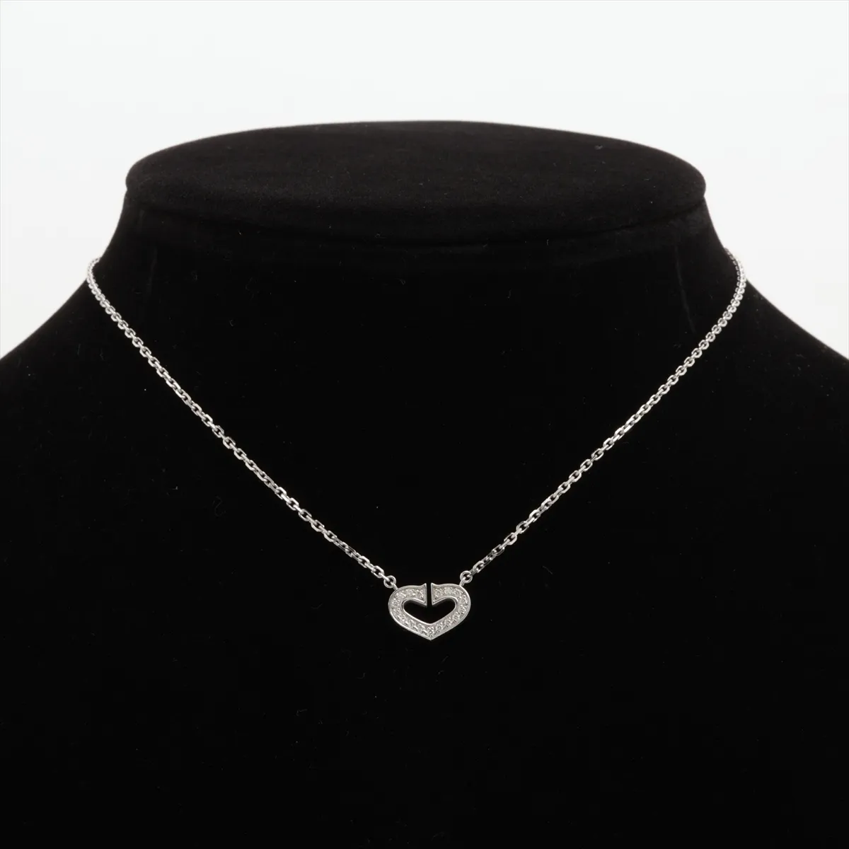 C Heart Diamond Necklace, 750 (WG), 5.4g, RS9307, — view 5