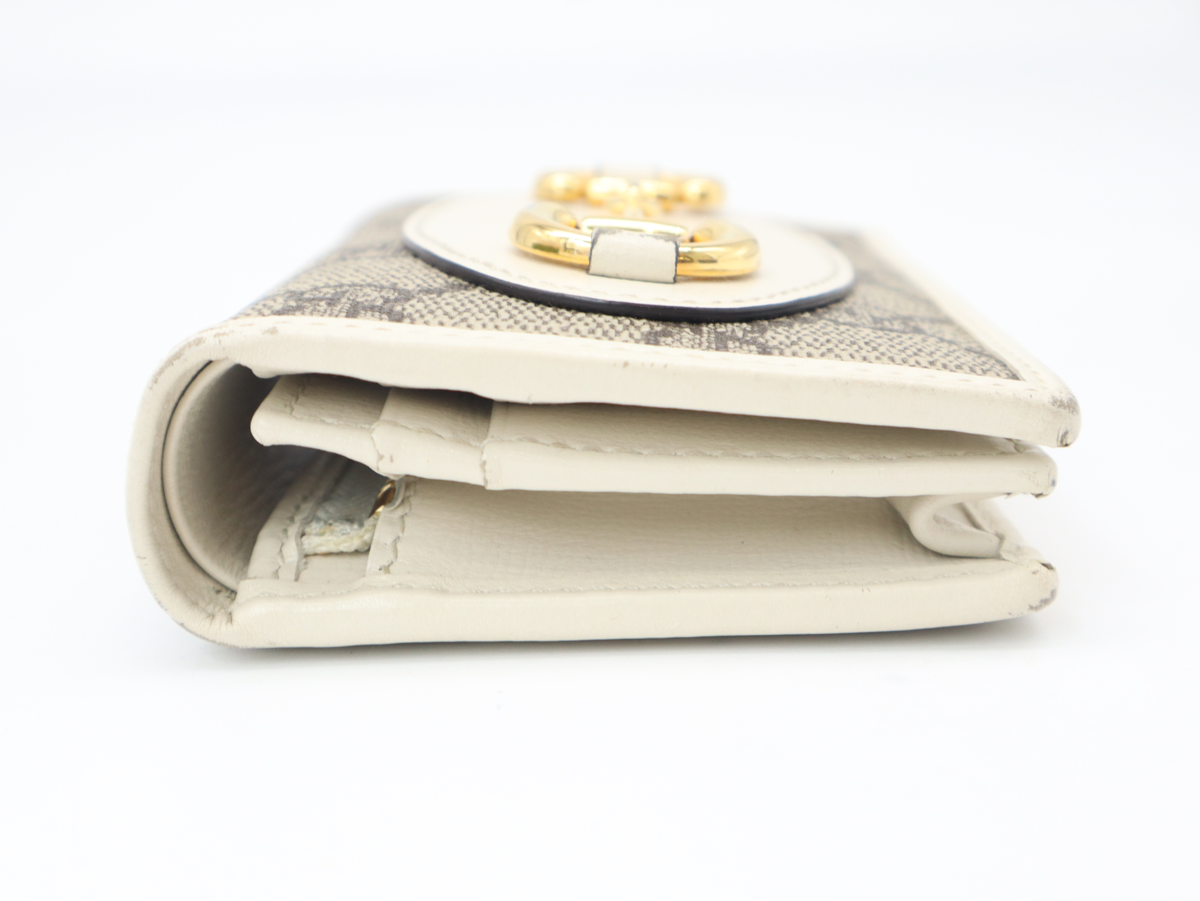 621887 Horsebit 1955 Compact Wallet, GG Supreme Canvas x Leather, Beige/Brown, with Box and Dust Bag. — view 5