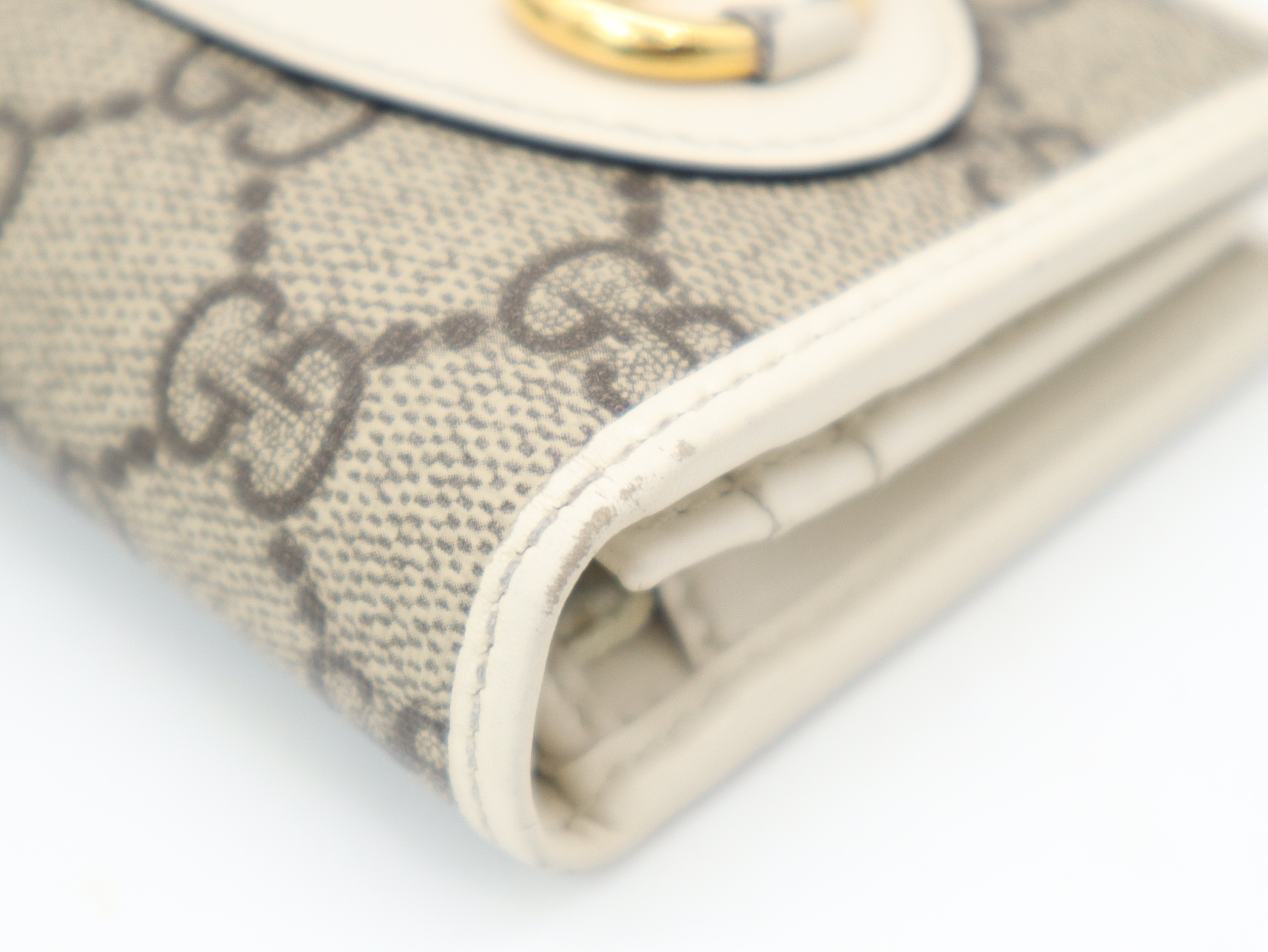 621887 Horsebit 1955 Compact Wallet, GG Supreme Canvas x Leather, Beige/Brown, with Box and Dust Bag. — view 8
