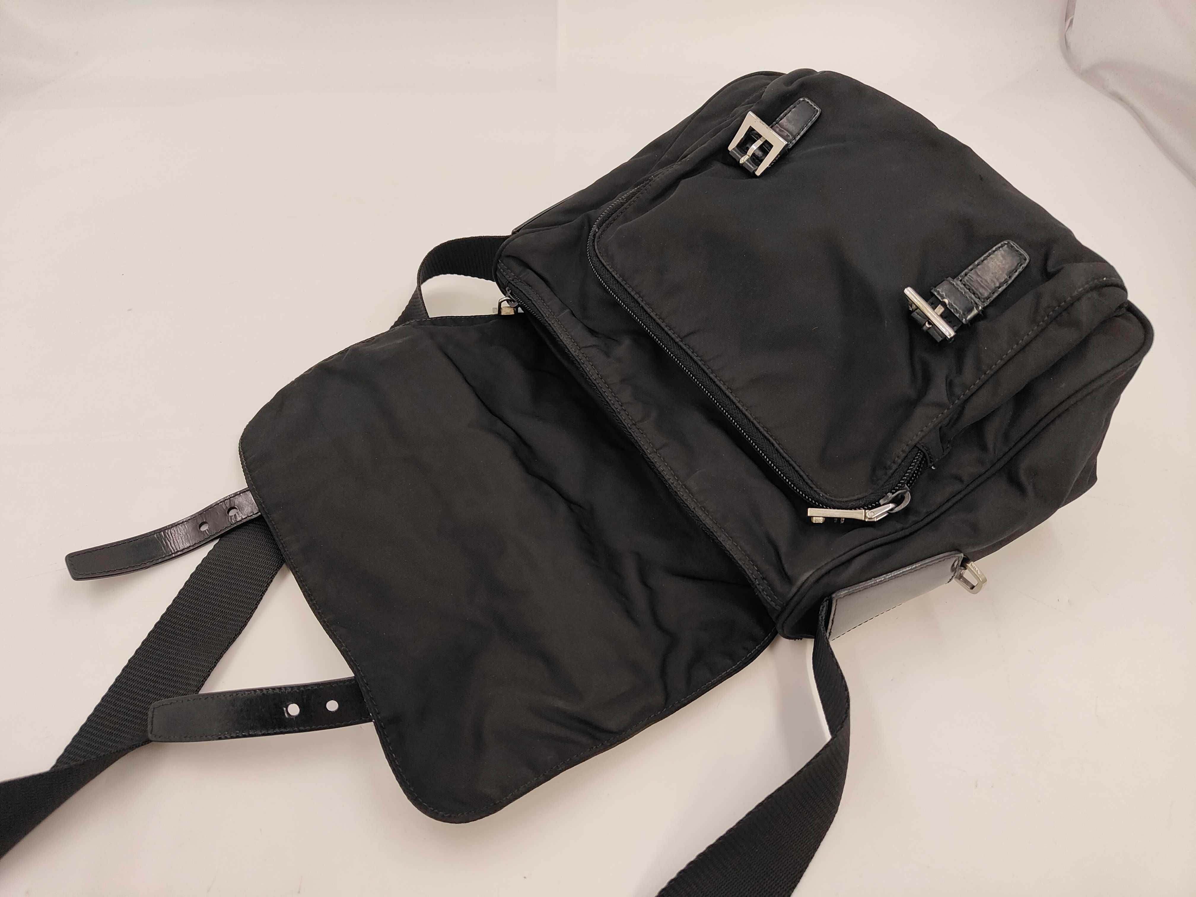 Nylon Tessuto Shoulder Bag, Black — view 8