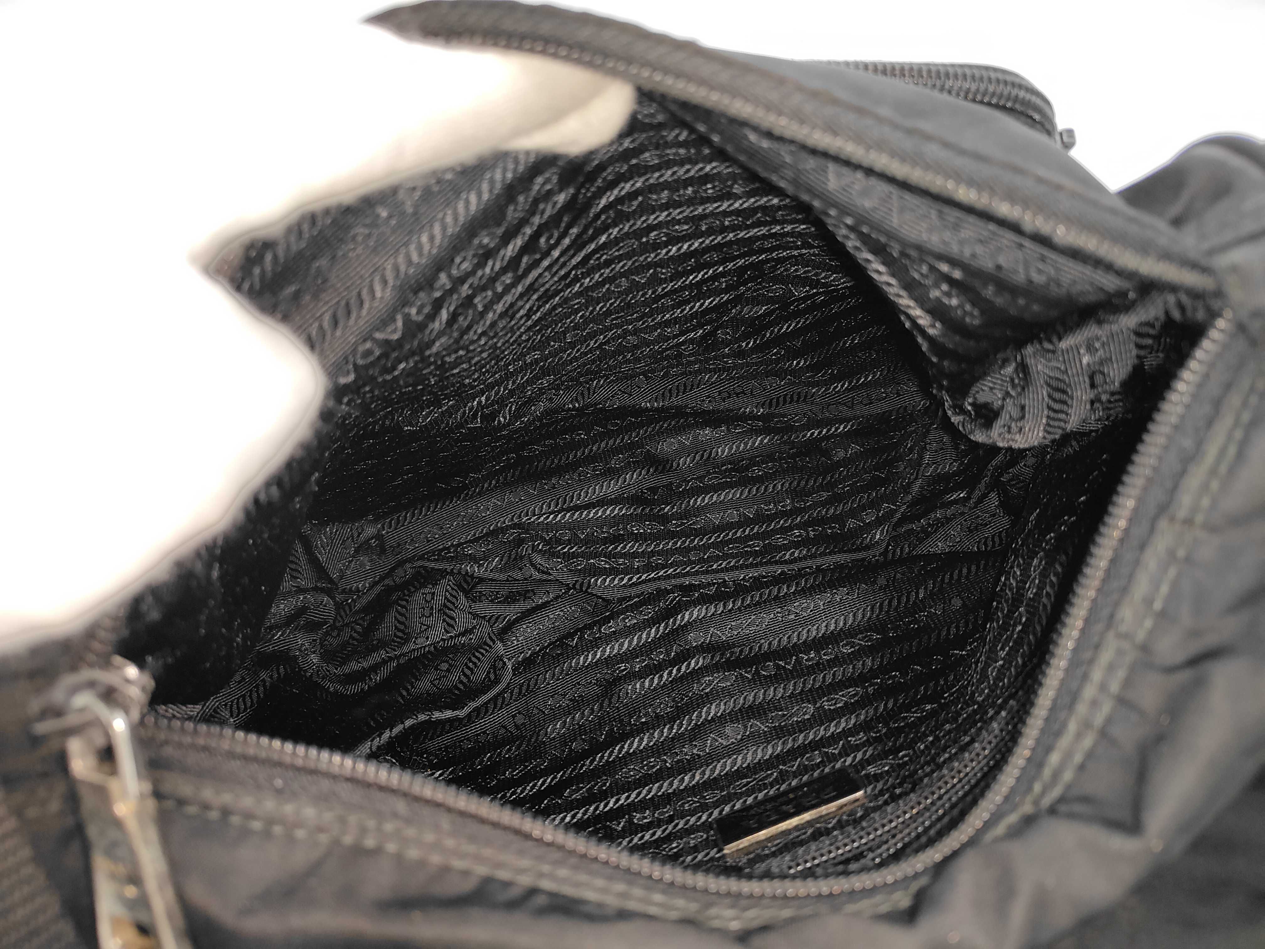 Nylon Tessuto Shoulder Bag, Black — view 9