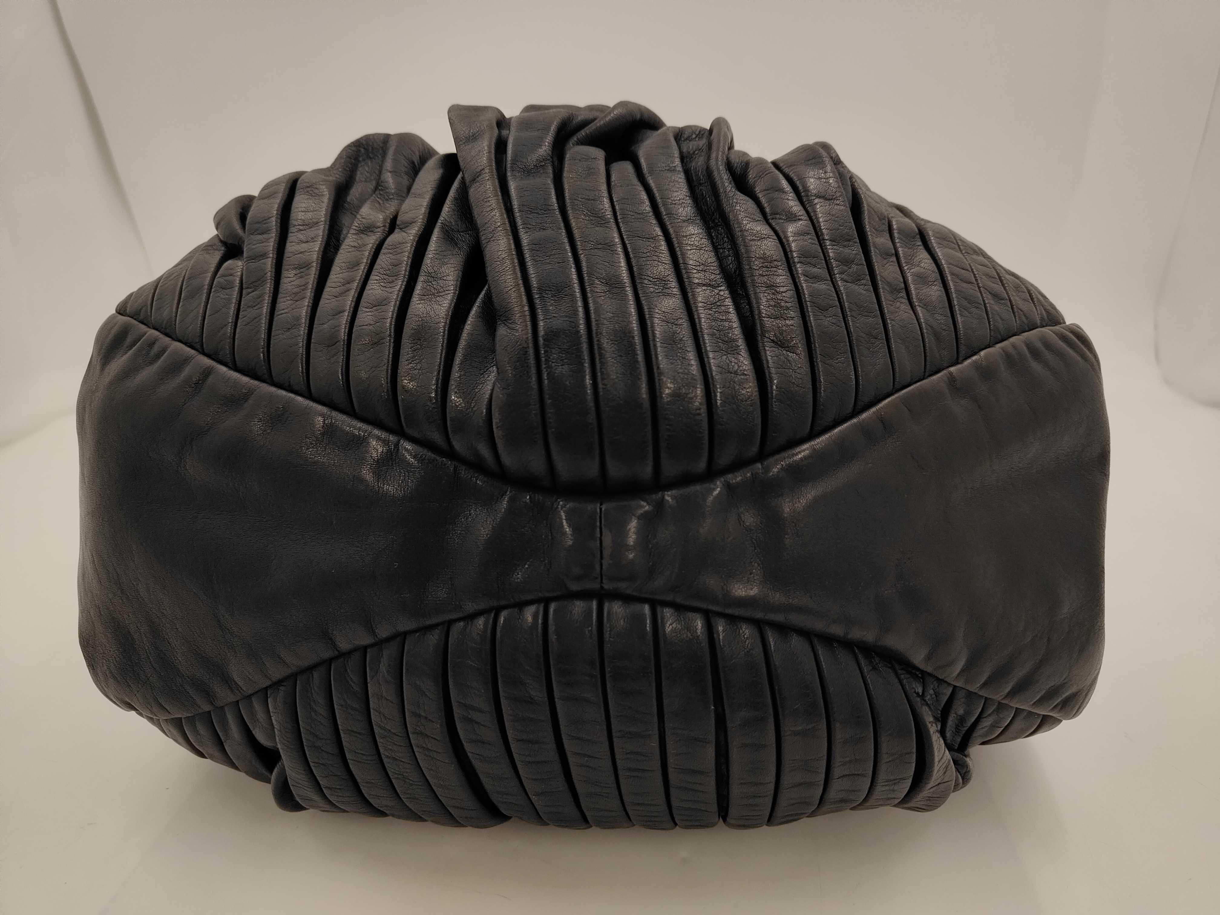 Gathered Studded Leather Black One-Shoulder Bag with Shoulder Strap — view 3
