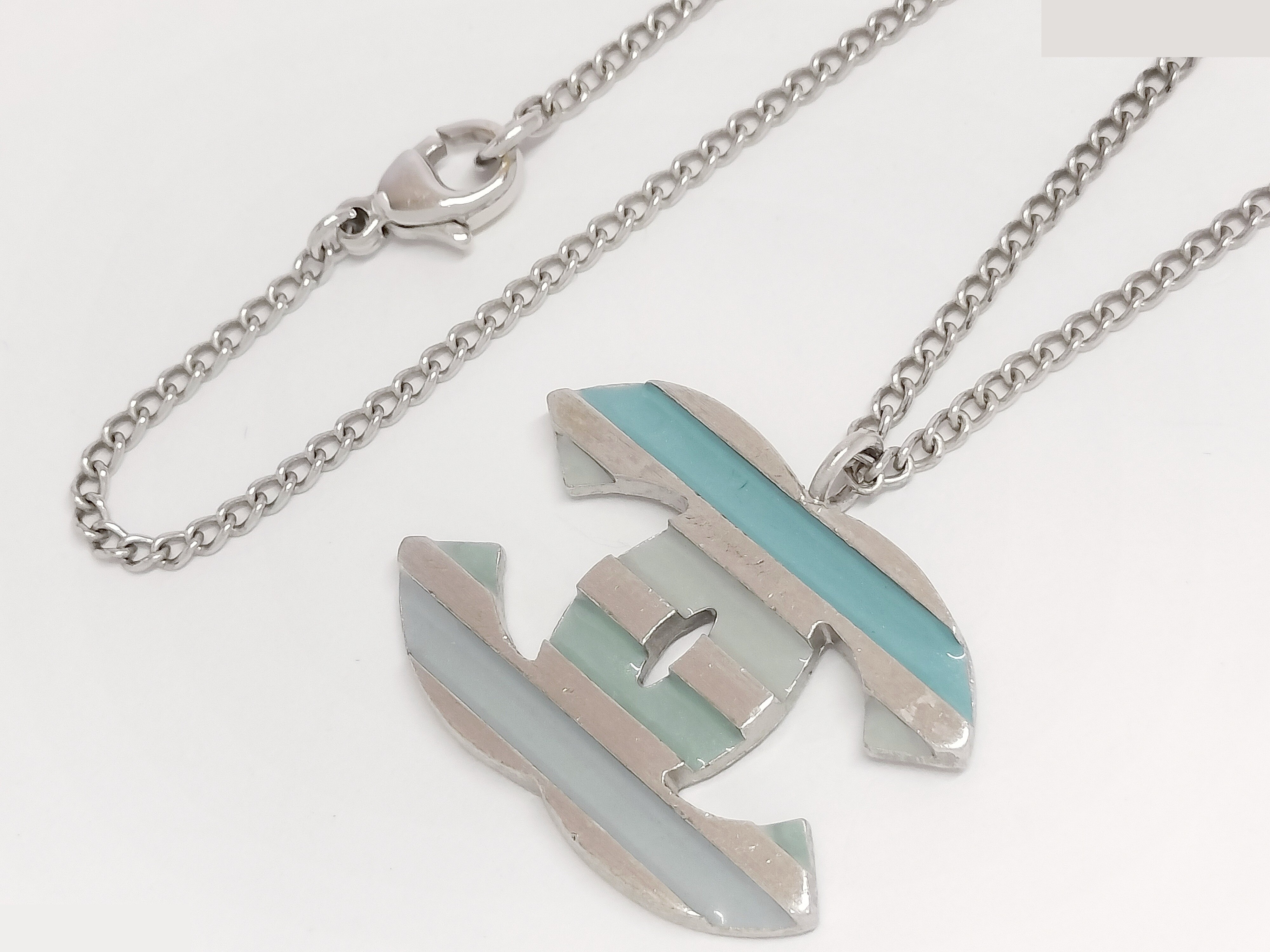 Coco Border Silver Necklace, Chain approx. 42cm