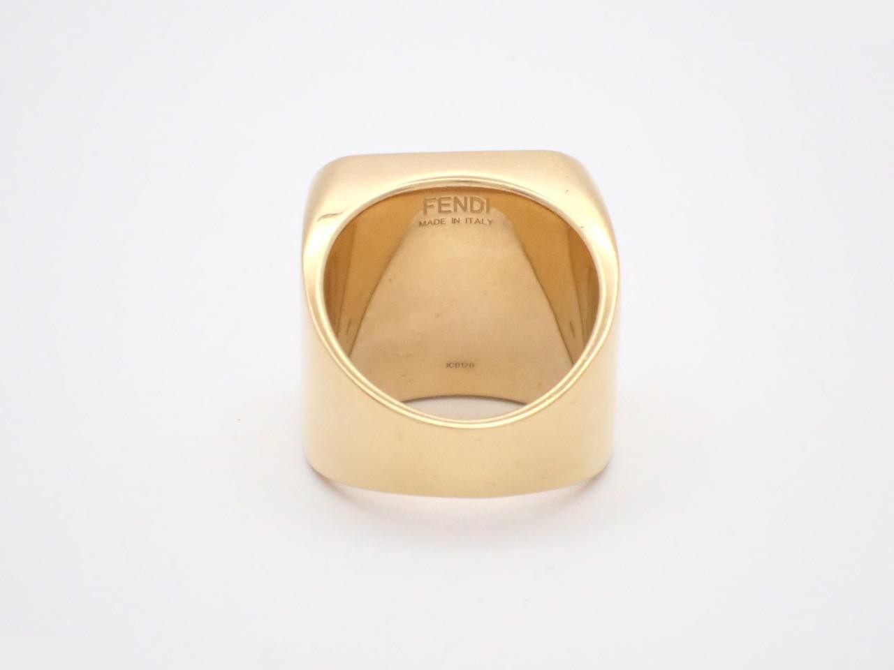 FF logo signet ring, gold, size #21 — view 2