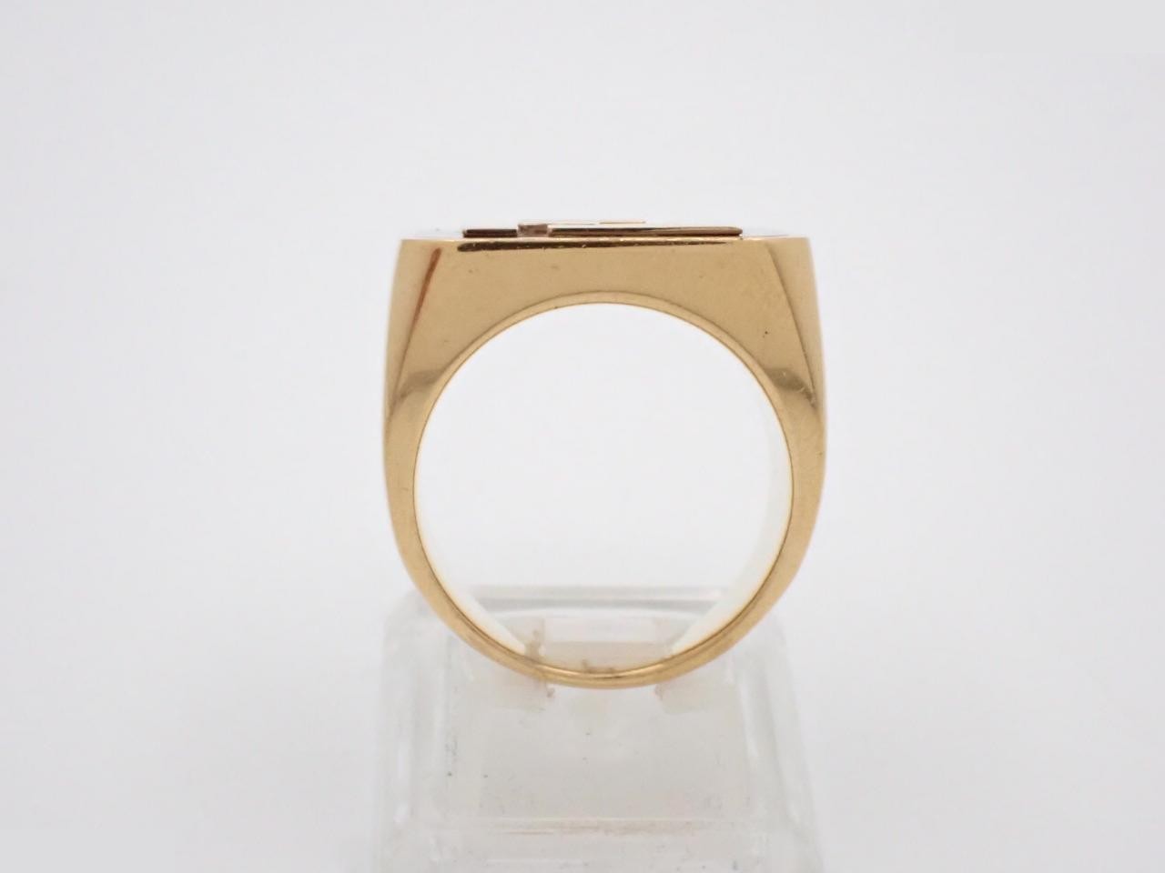 FF logo signet ring, gold, size #21 — view 3