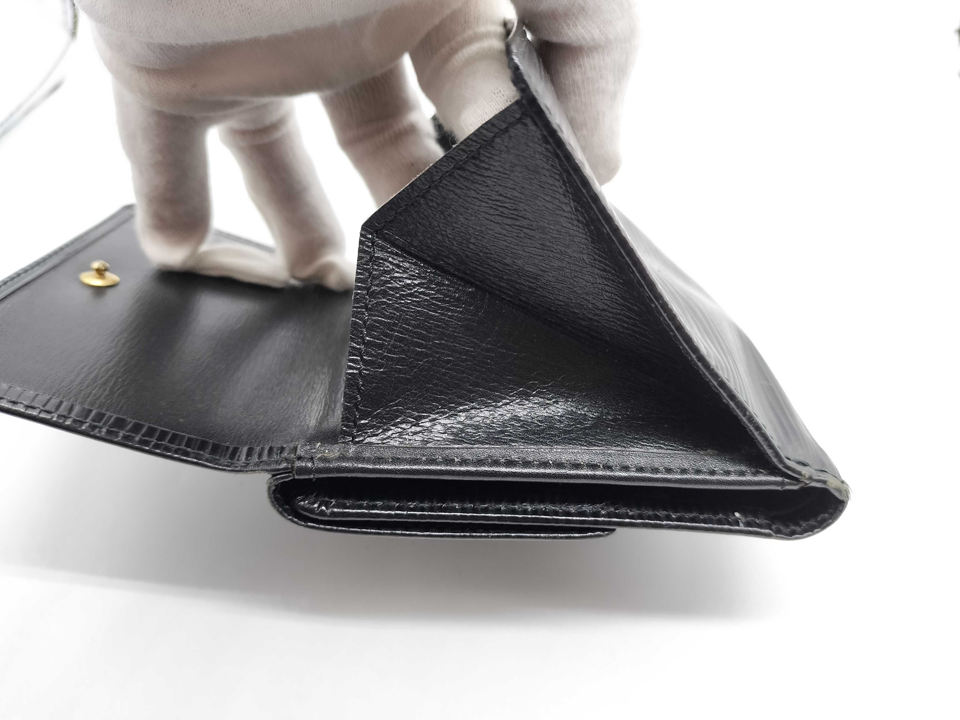 Epi Leather Double Snap Closure Noir Wallet — view 12