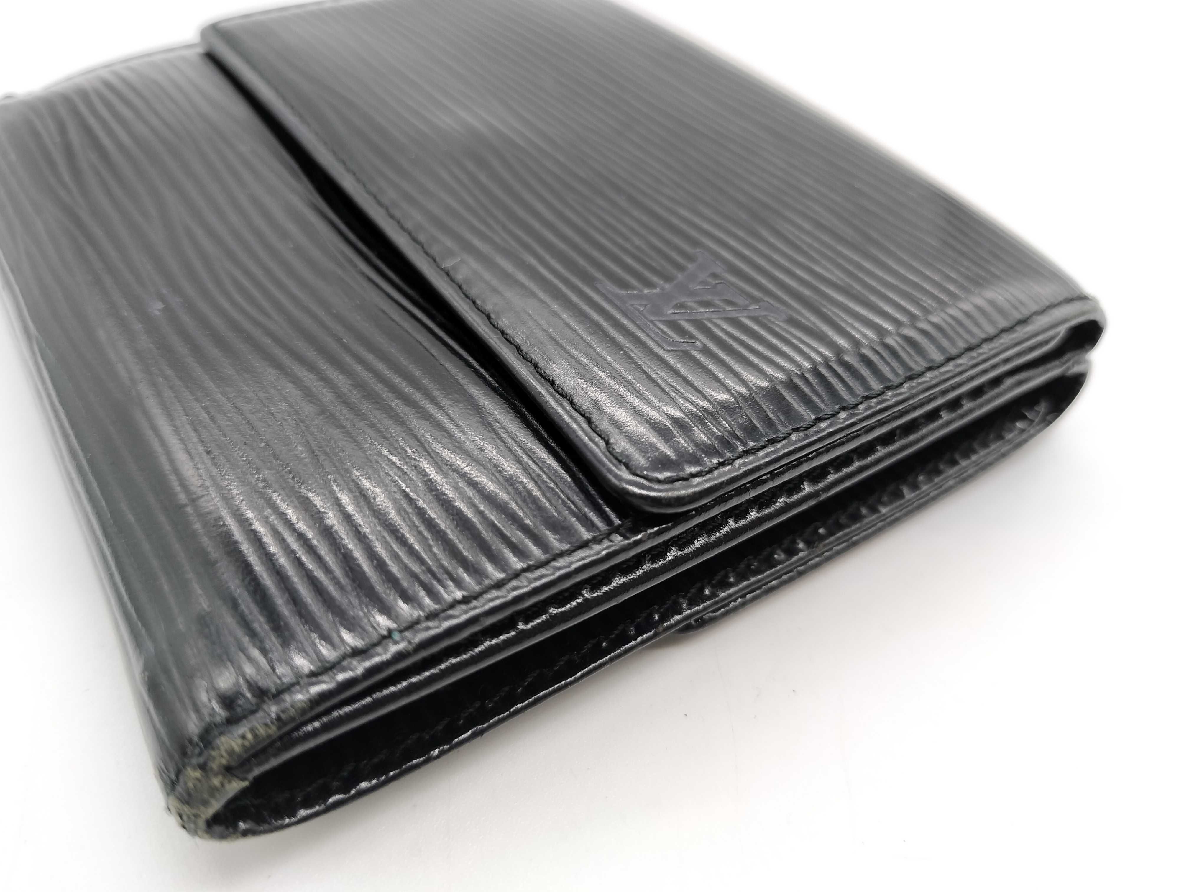 Epi Leather Double Snap Closure Noir Wallet — view 13