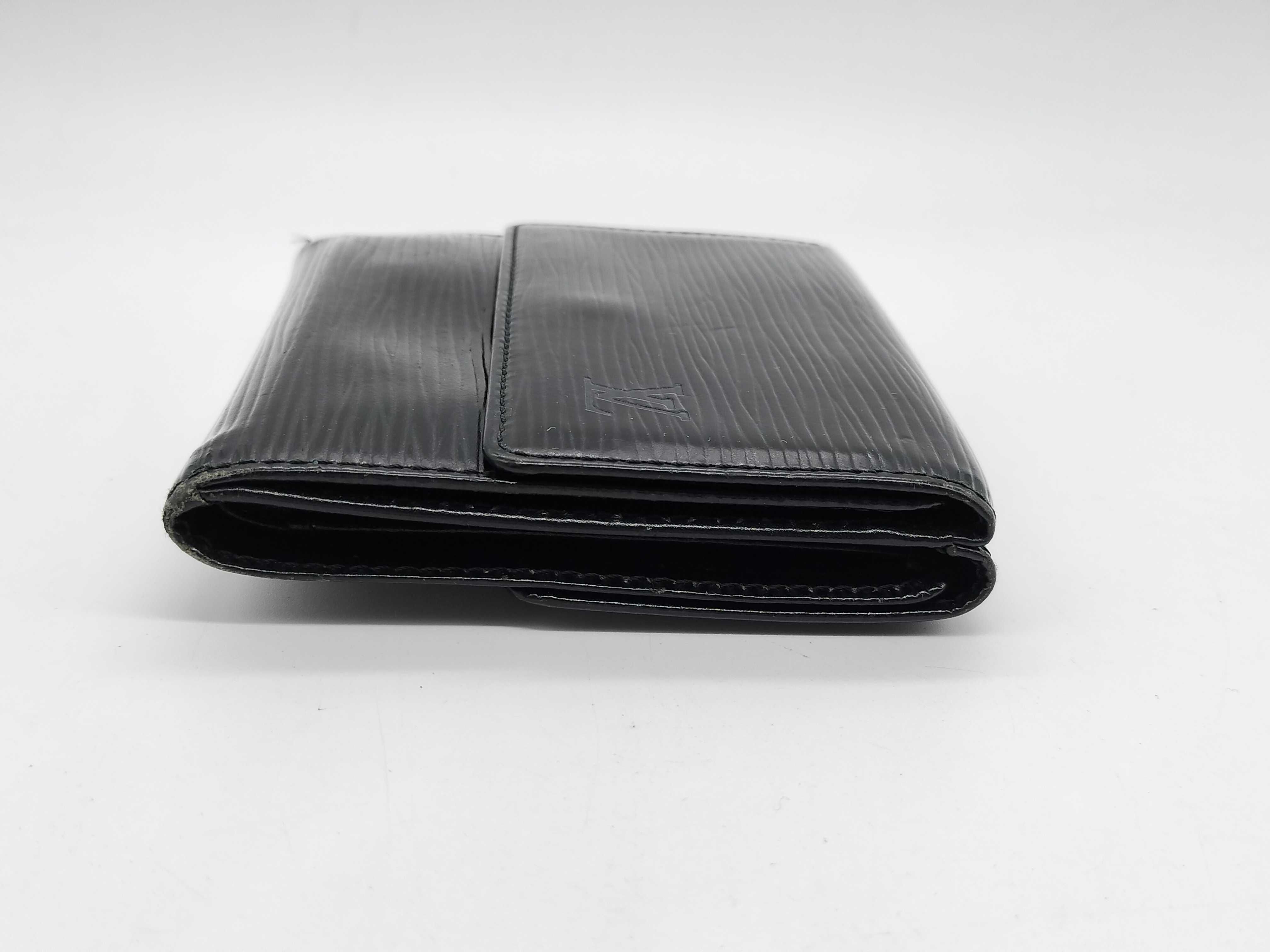 Epi Leather Double Snap Closure Noir Wallet — view 4