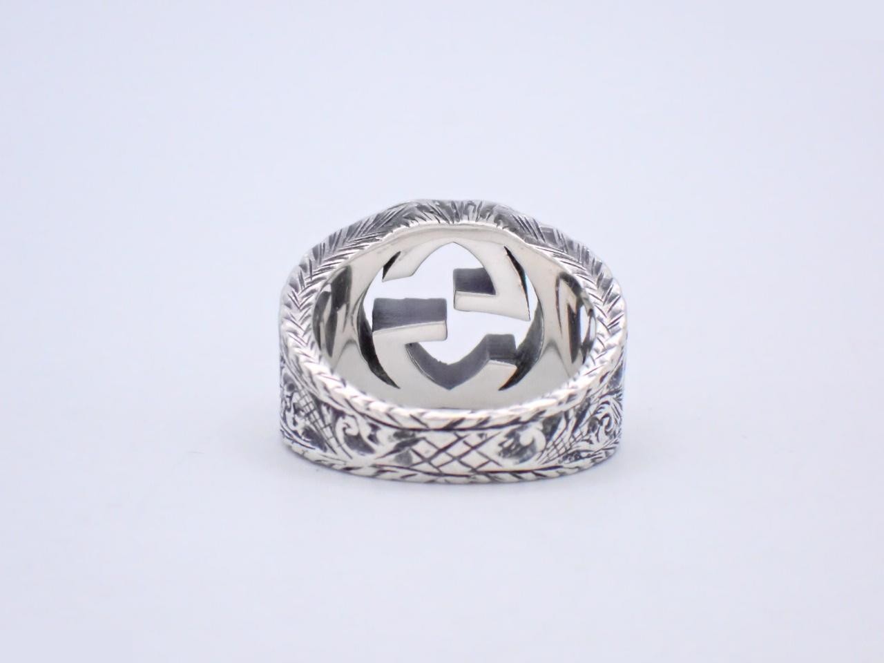 Interlocking G Arabesque Ring, 925 Sterling Silver, 12.5g, Stamped 14 — view 2