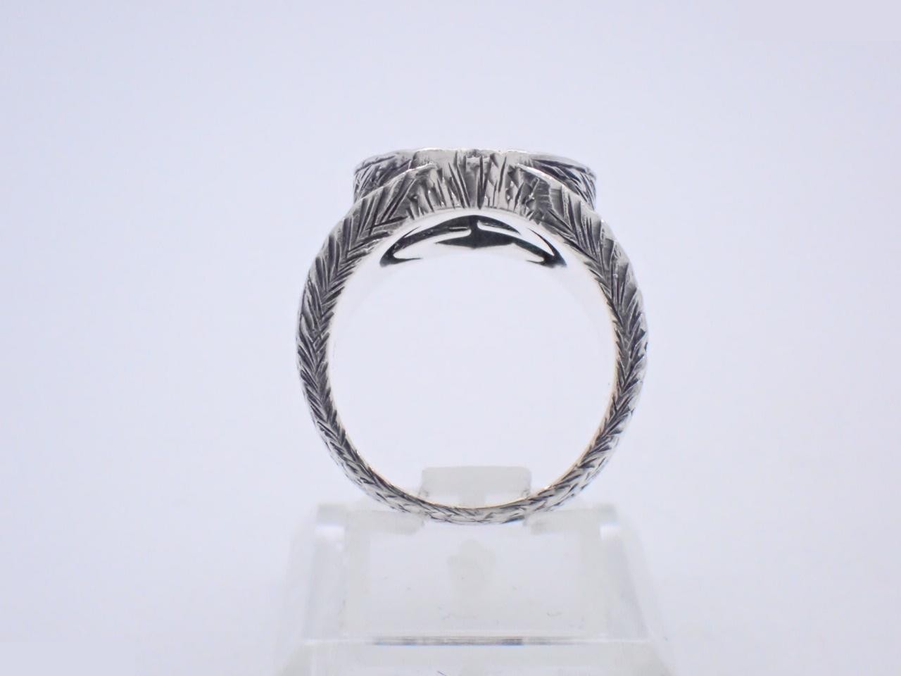 Interlocking G Arabesque Ring, 925 Sterling Silver, 12.5g, Stamped 14 — view 3
