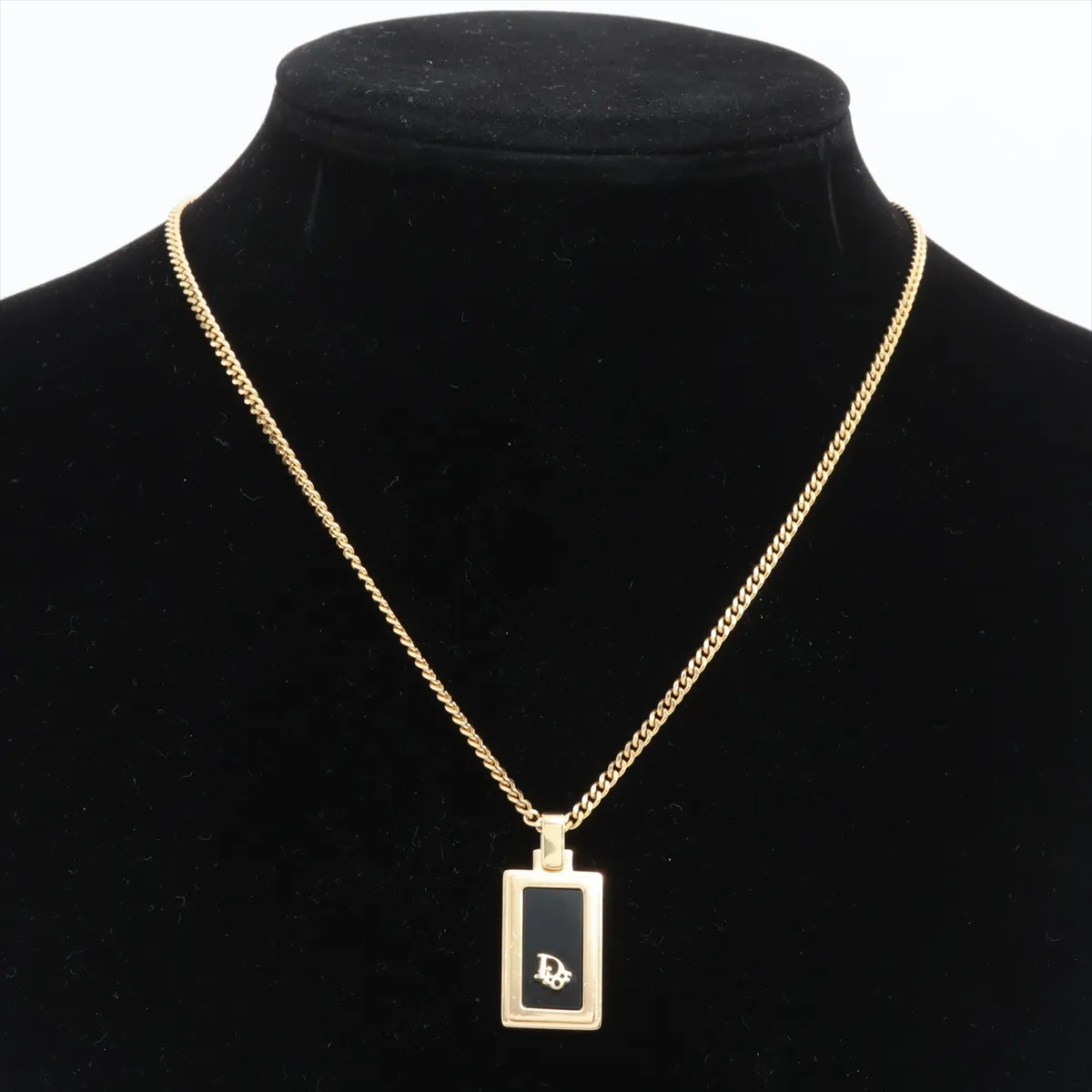logo necklace, GP black x gold. Shows signs of wear, — view 5