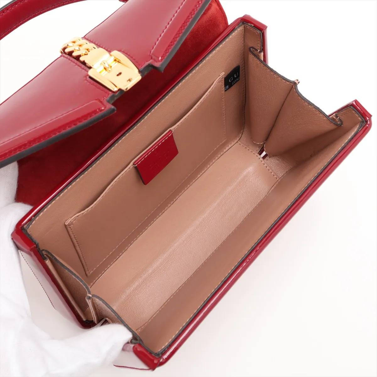 Sylvie 589479 Patent Leather 2-Way Handbag, Red — view 8