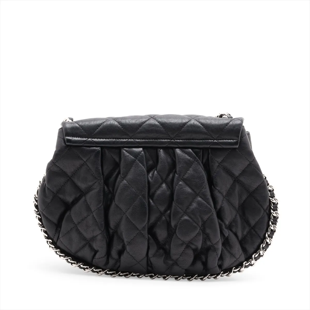 Matelassé Leather Chain Shoulder Bag, Black with Silver Hardware, 16591008, Serial Number 16 — view 2