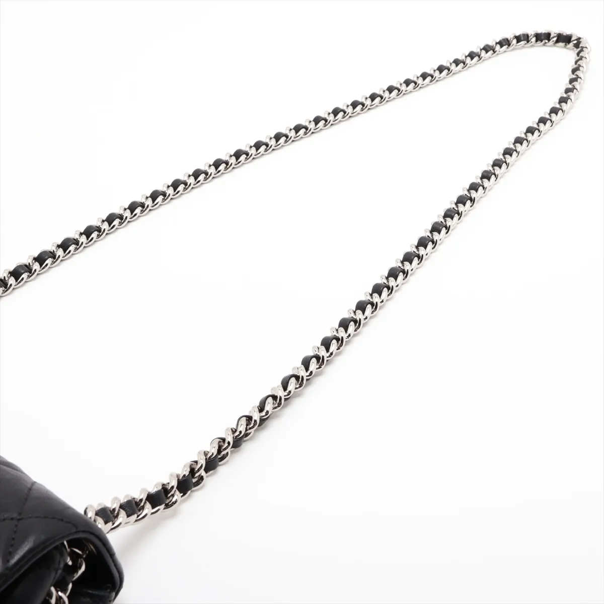 Matelassé Leather Chain Shoulder Bag, Black with Silver Hardware, 16591008, Serial Number 16 — view 5