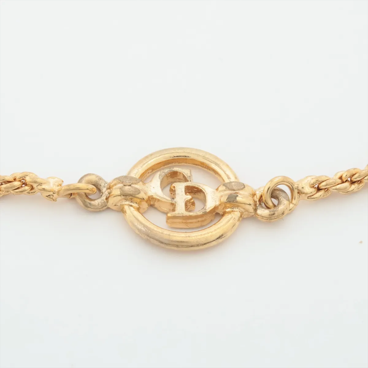 CD logo necklace, GP gold. Shows signs of wear, — view 2