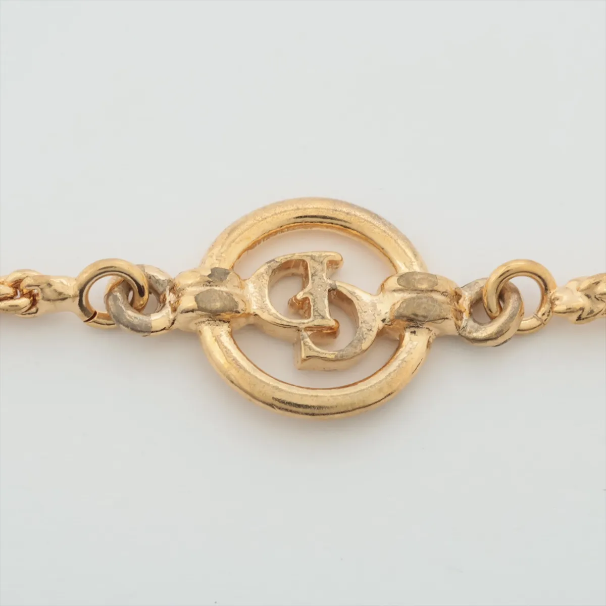 CD logo necklace, GP gold. Shows signs of wear, — view 3