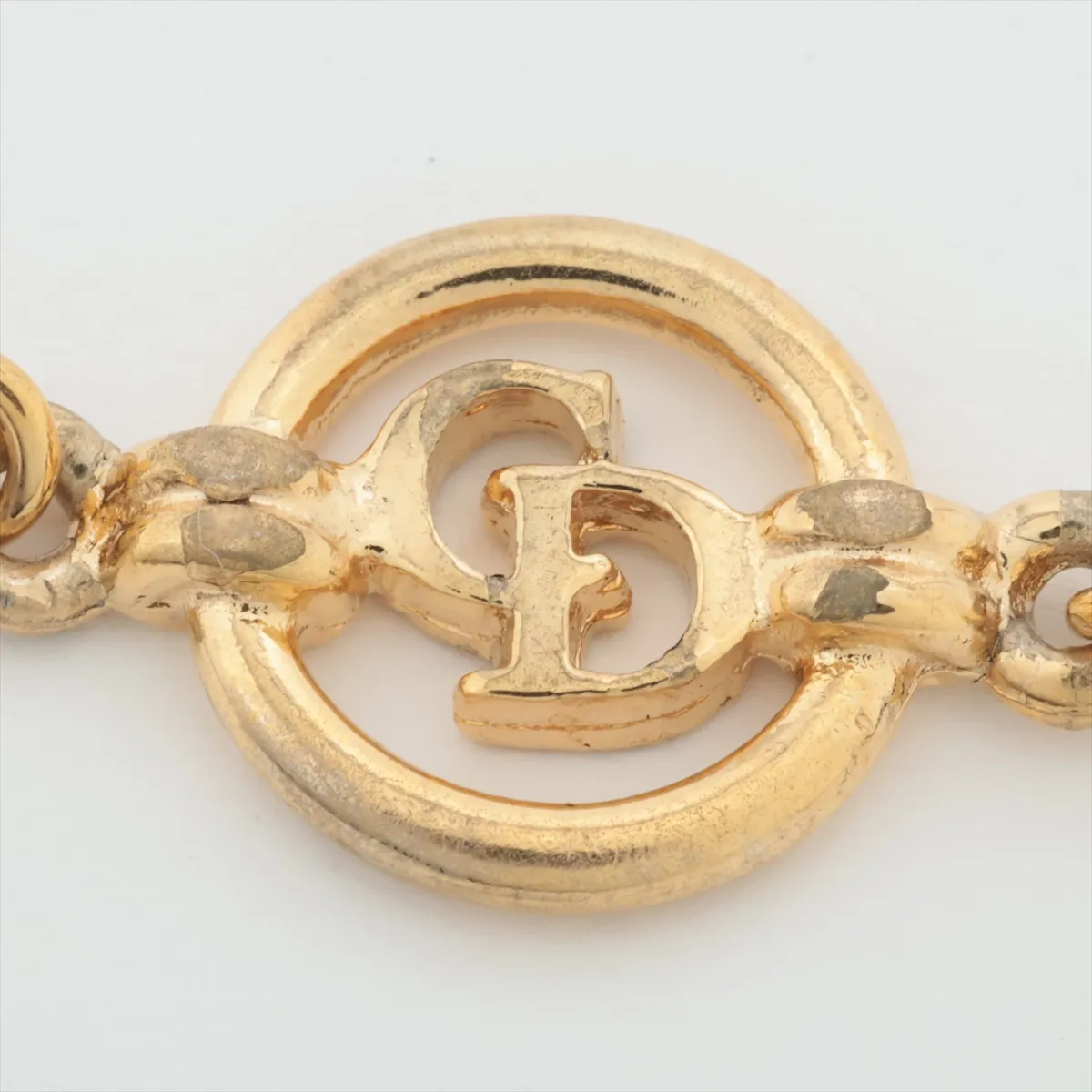 CD logo necklace, GP gold. Shows signs of wear, — view 5