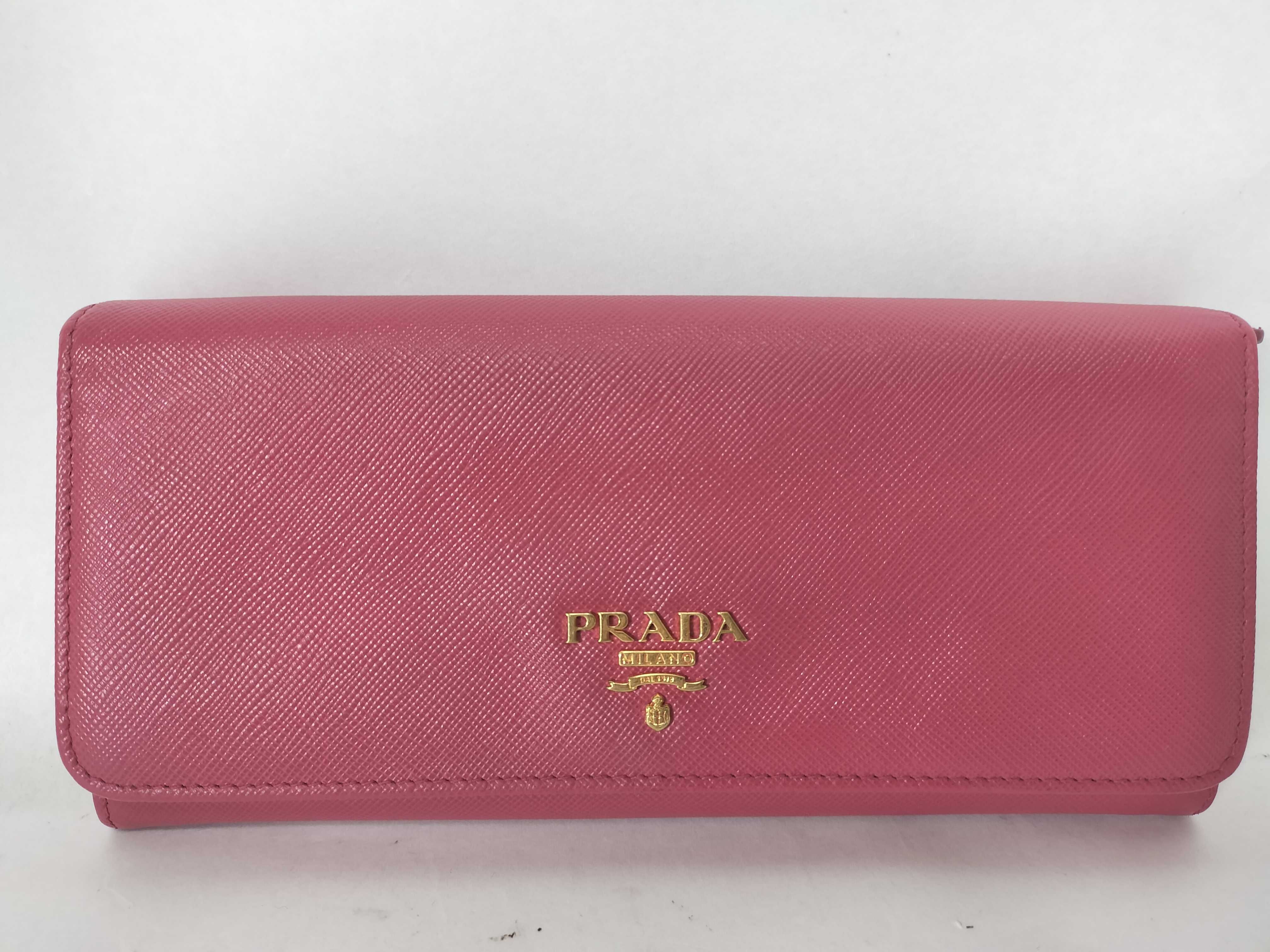 Saffiano Leather Bi-fold Long Wallet, Coin Purse, Billfold, Women's, Pink