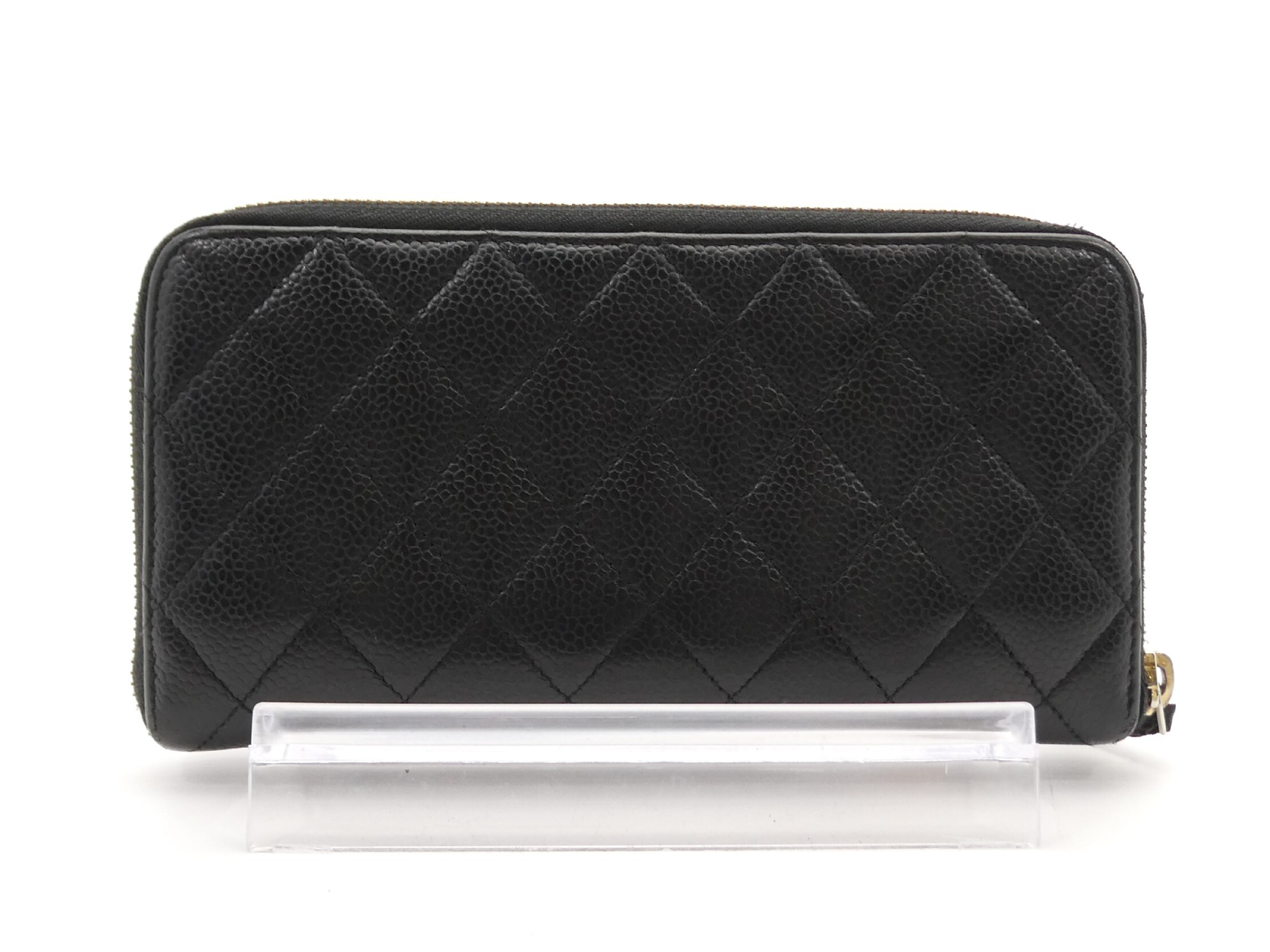 Matelassé Coco Mark Caviar Skin Round Zip Wallet — view 2
