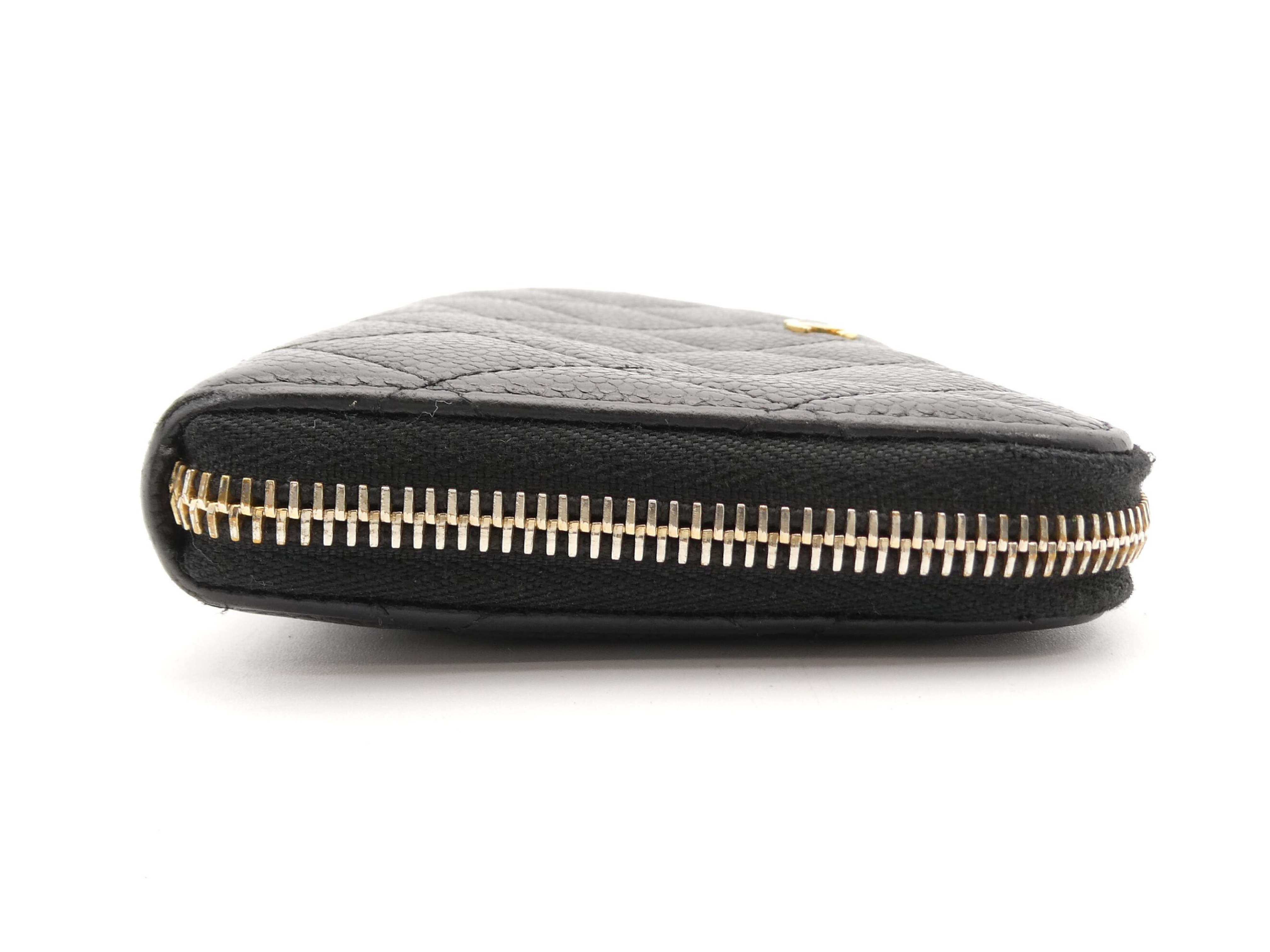 Matelassé Coco Mark Caviar Skin Round Zip Wallet — view 3