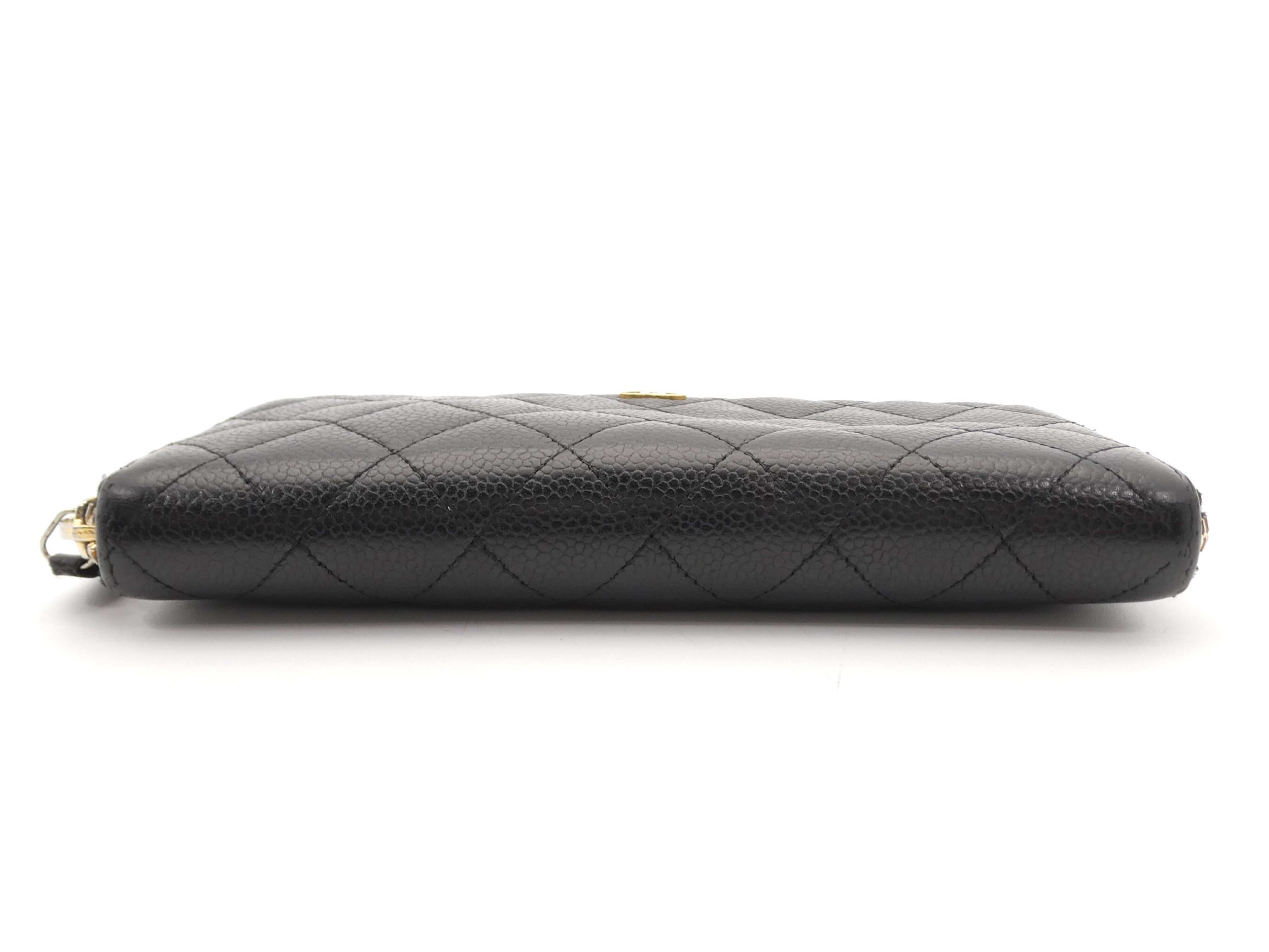 Matelassé Coco Mark Caviar Skin Round Zip Wallet — view 5