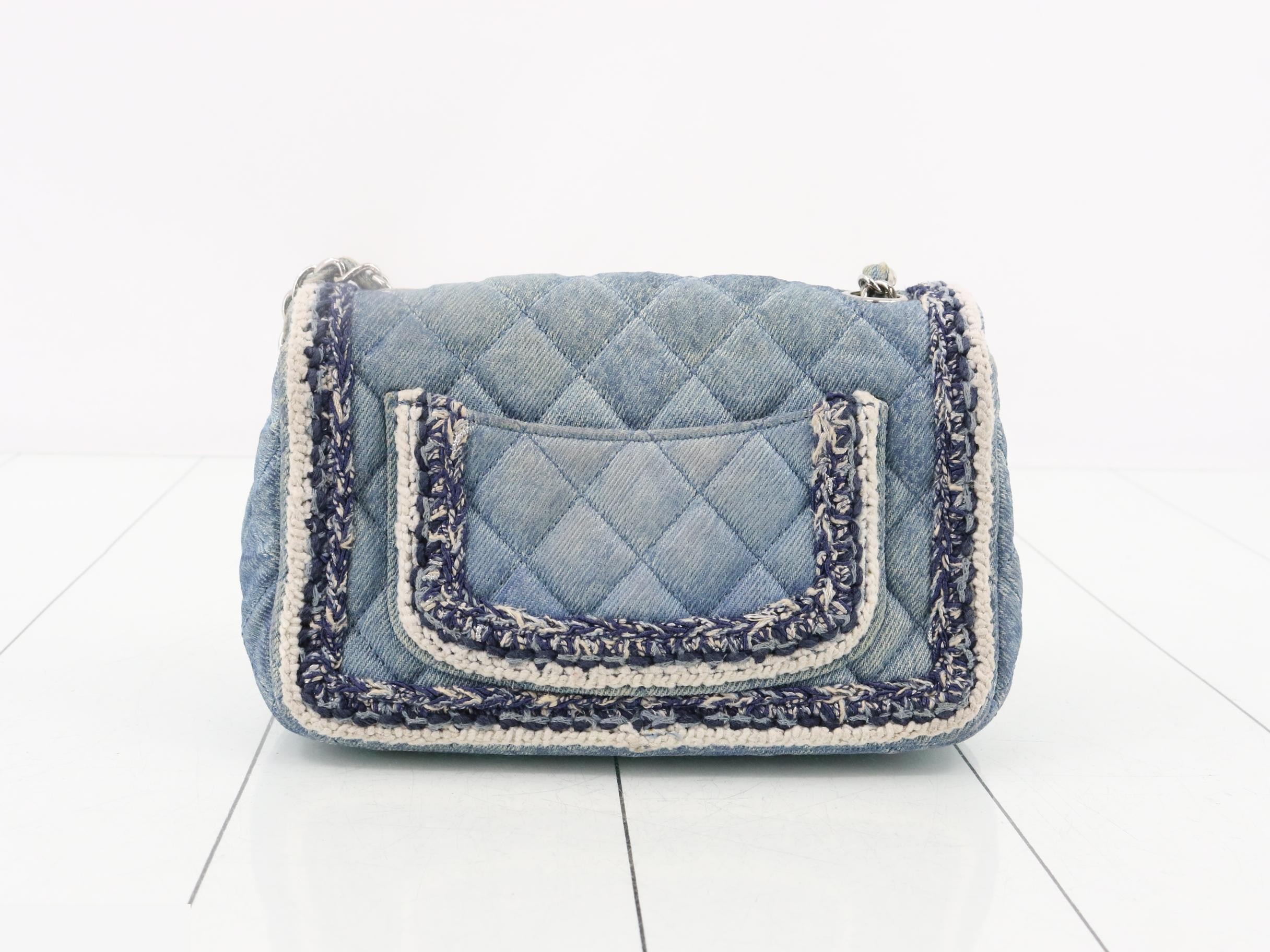 Matelassé Denim Tweed Chain Shoulder Bag — view 2