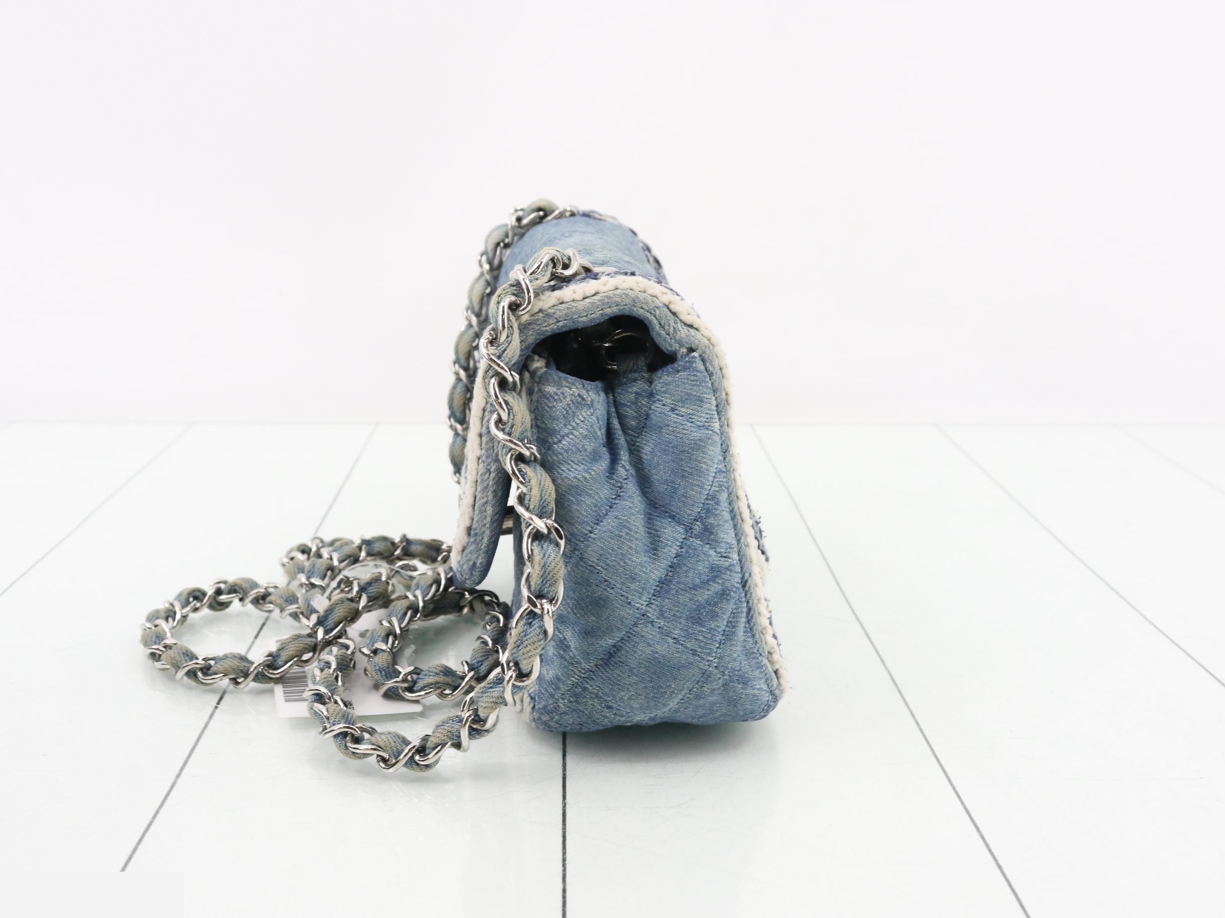 Matelassé Denim Tweed Chain Shoulder Bag — view 3