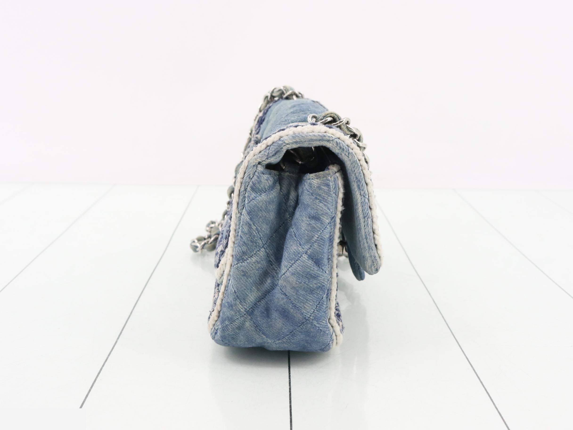 Matelassé Denim Tweed Chain Shoulder Bag — view 4