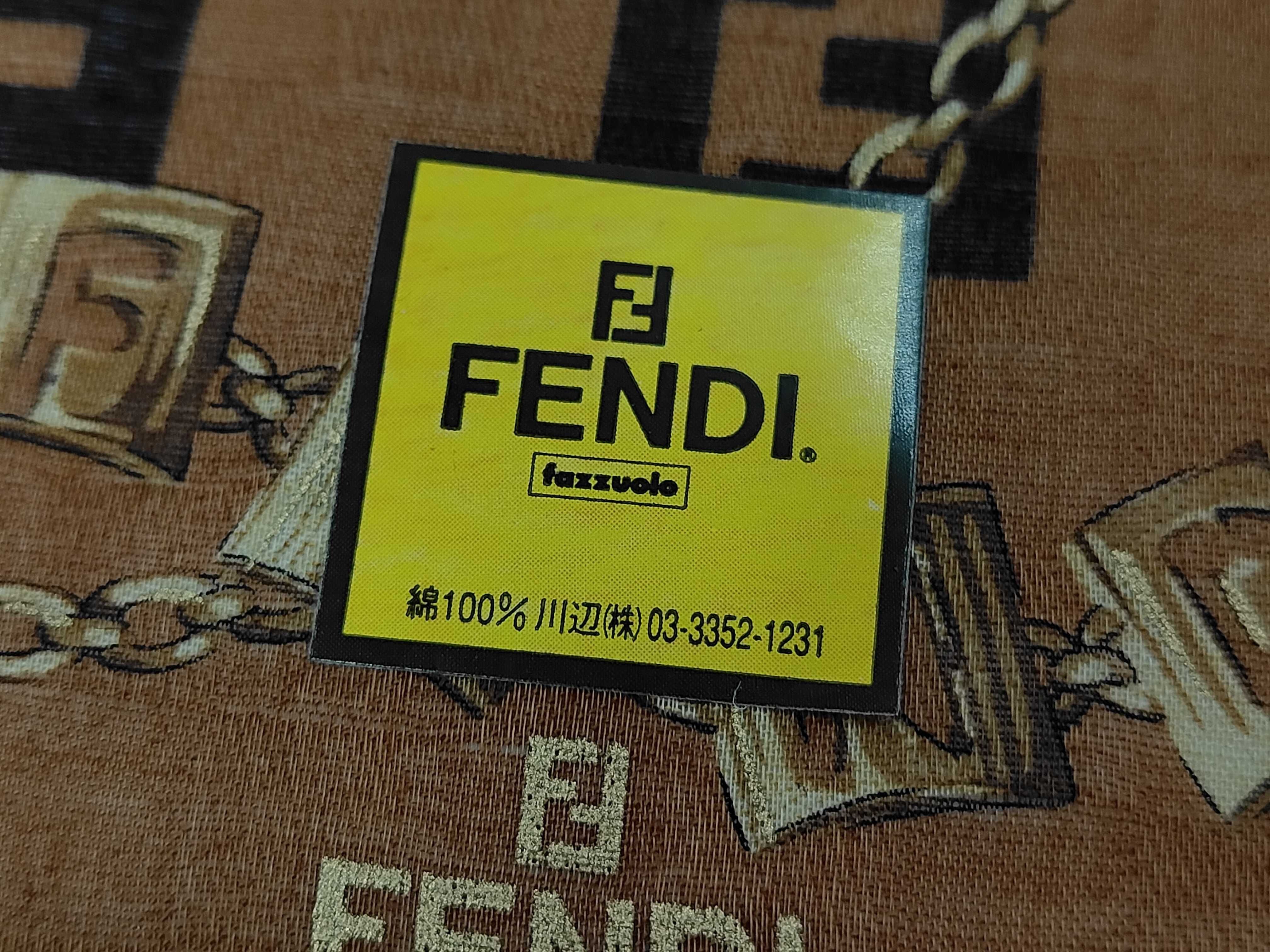 handkerchief scarf with sticker, FF Zucca pattern, chain, brown, other accessories. — view 7
