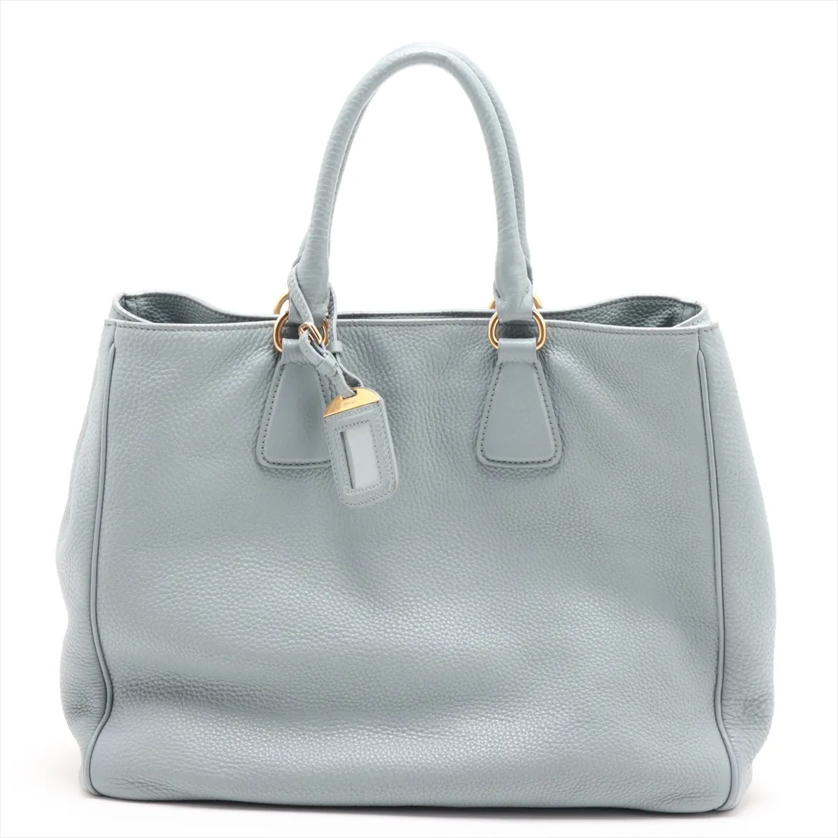 Leather 2-Way Handbag, Blue — view 2
