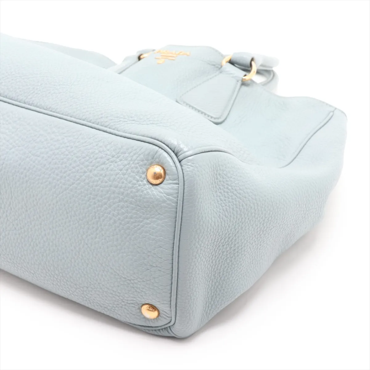 Leather 2-Way Handbag, Blue — view 3